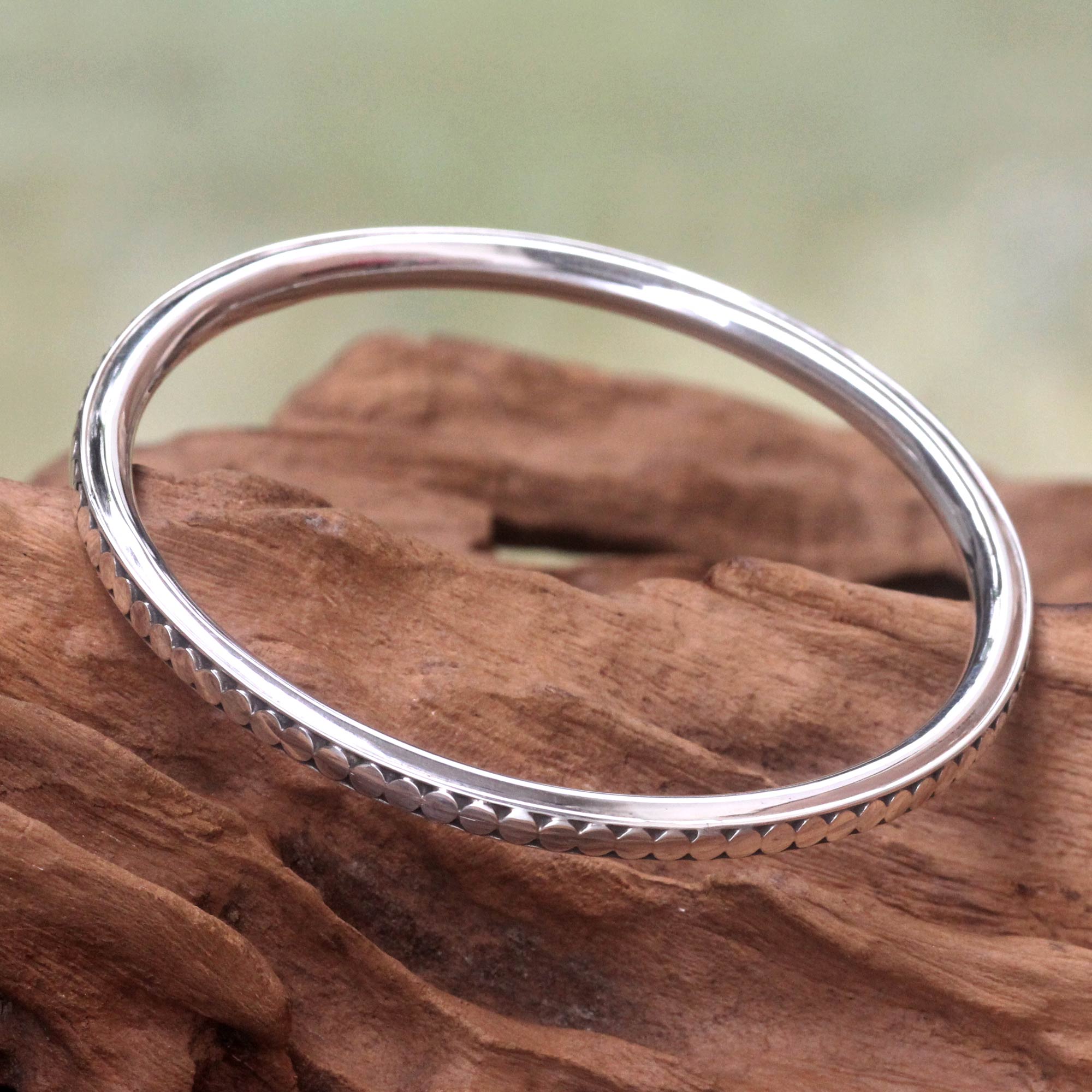 Premium Moon Silver Sterling Silver Bangle Bracelet - Elegant Minimalist Design