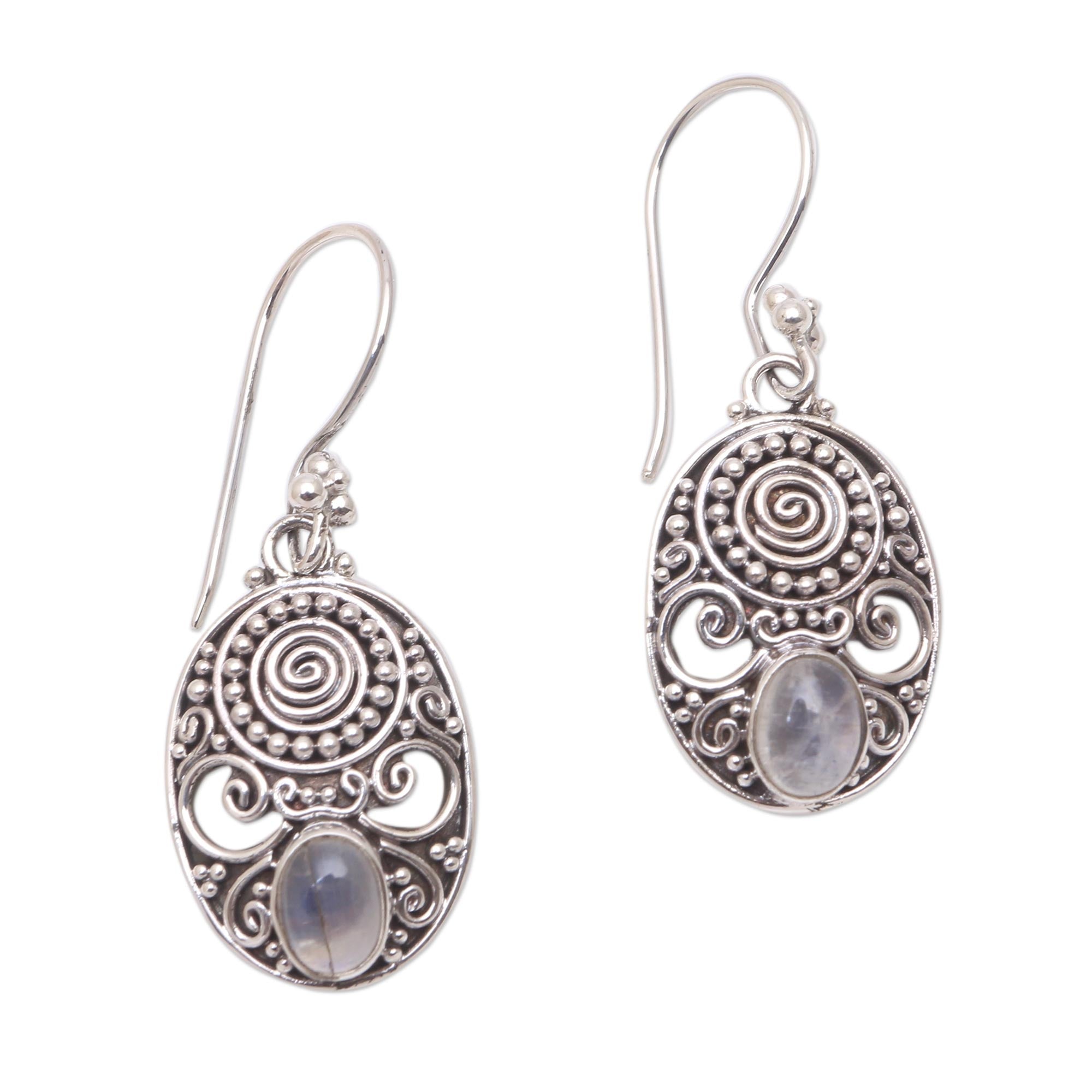 Premium Rainbow Moonstone Earrings – Shield of the Gods Collection