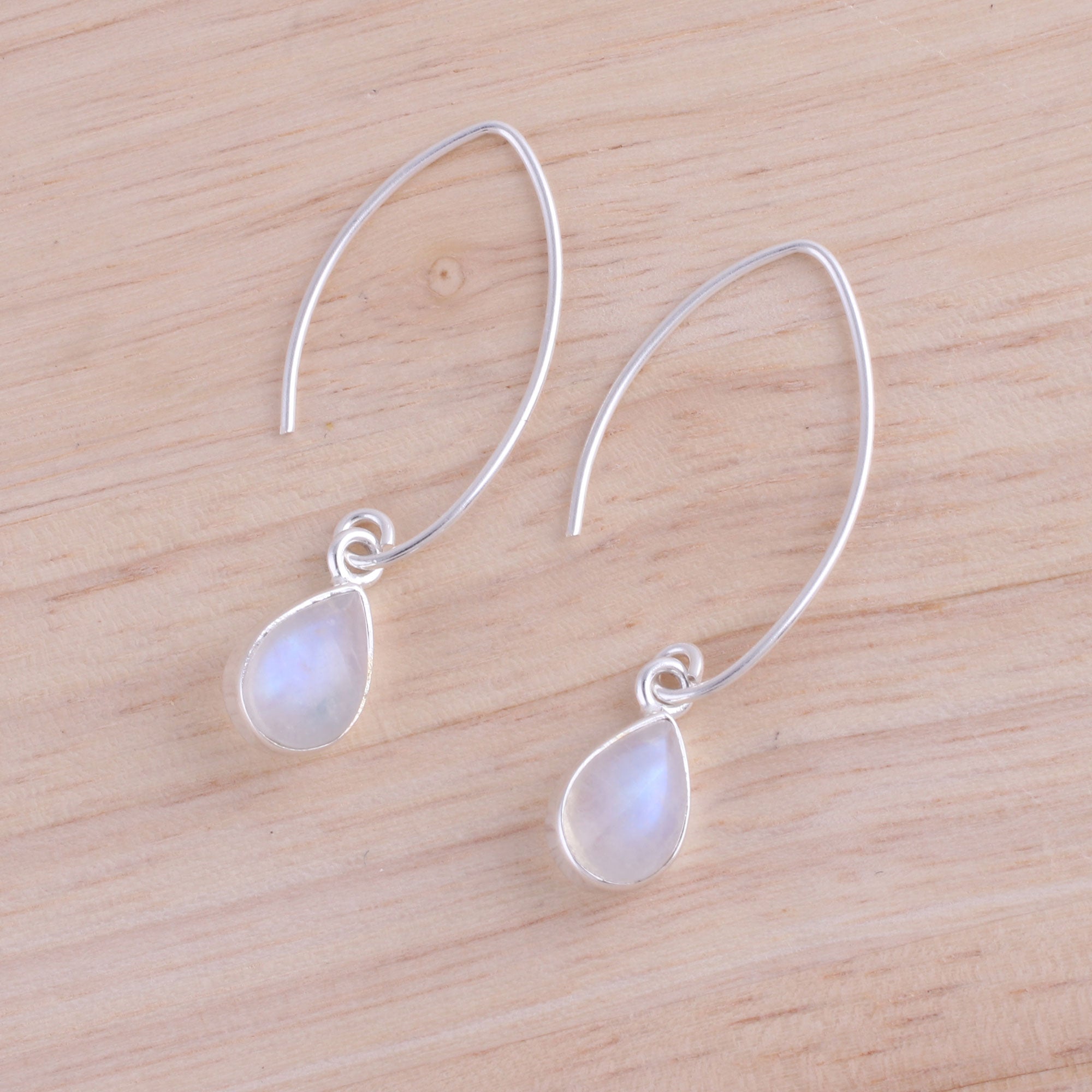 Premium Rainbow Moonstone Sterling Silver Earrings - Handcrafted Elegance