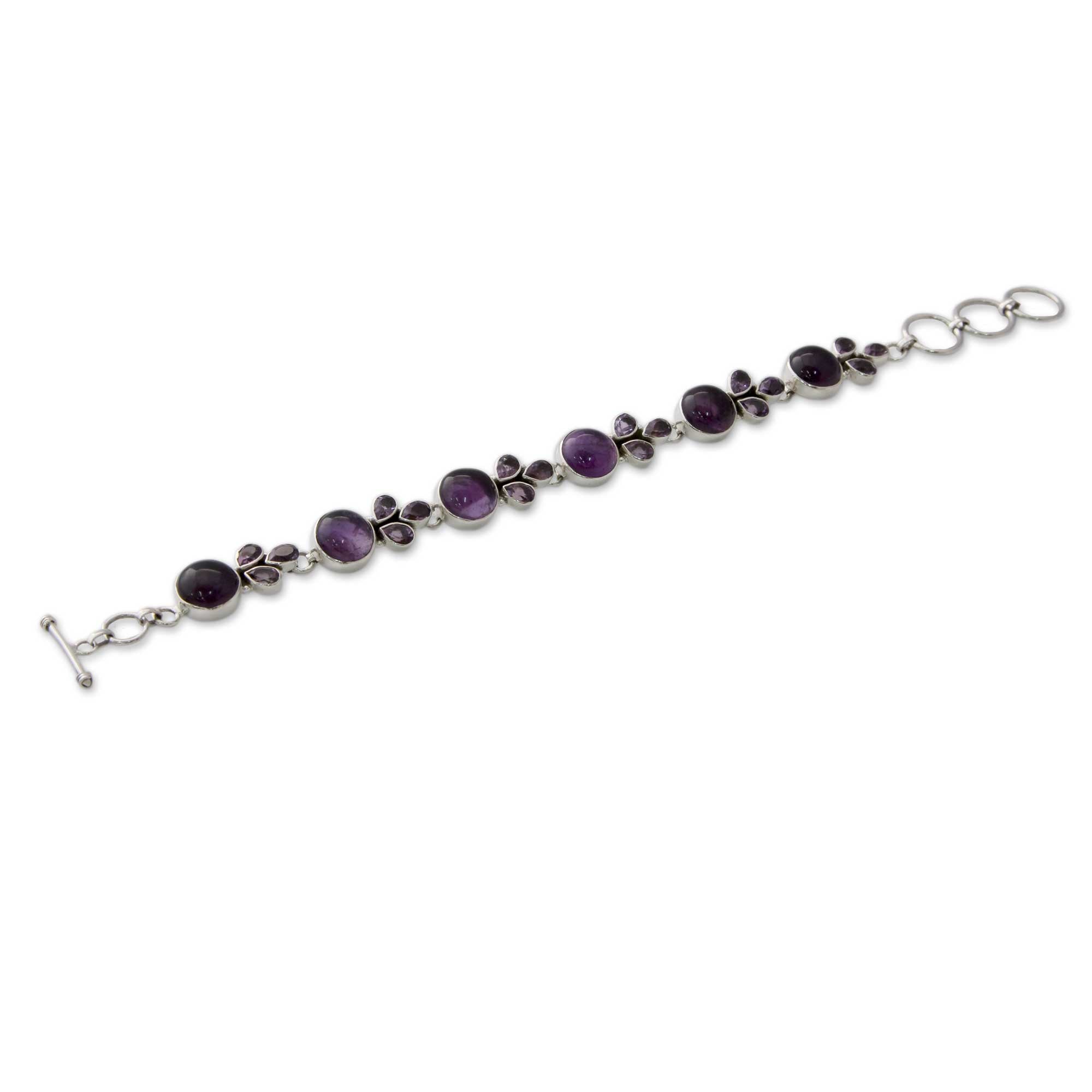 Premium Amethyst Silver Link Bracelet – Elegant Handcrafted Jewelry