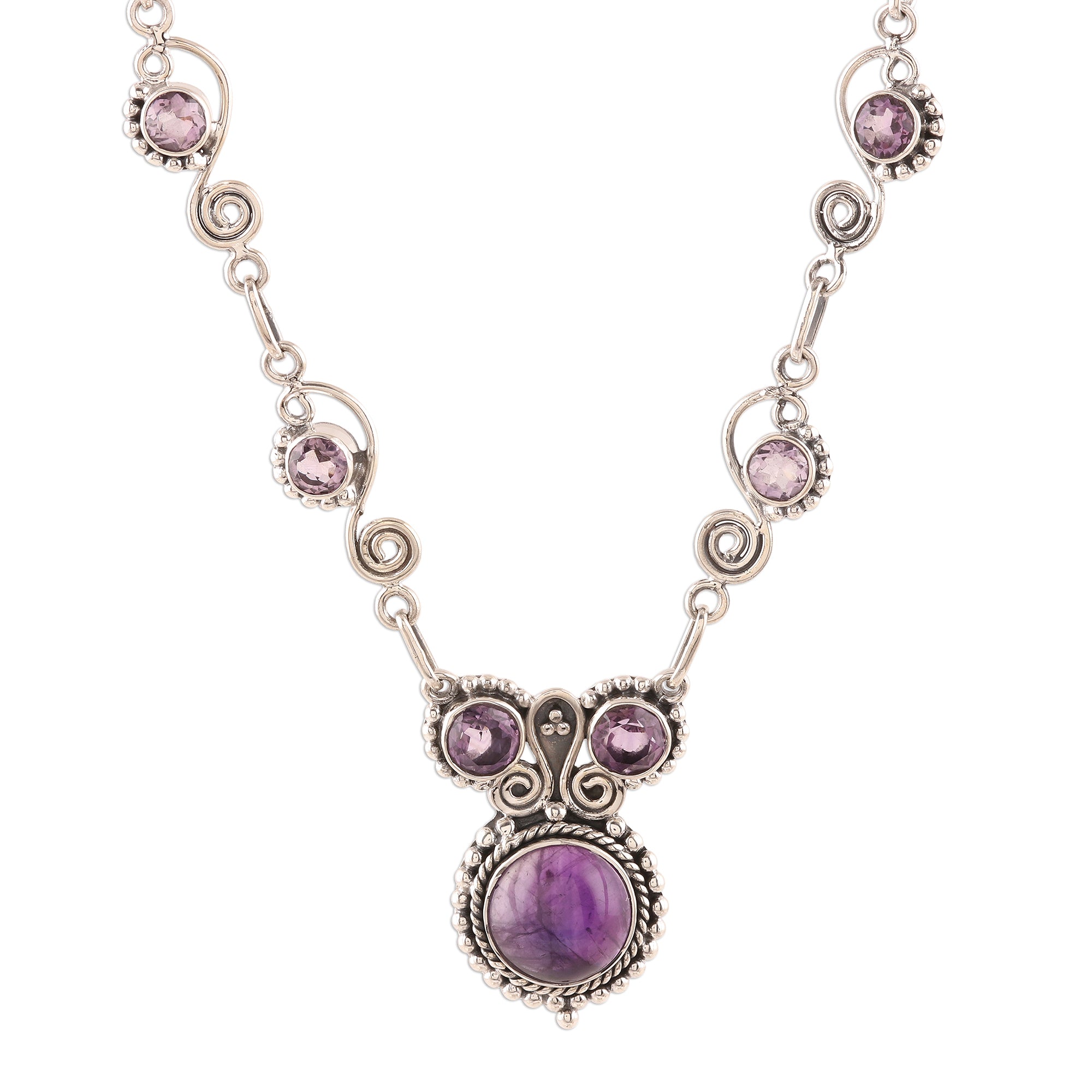 Premium Amethyst Sterling Silver Necklace - Timeless Indian Elegance