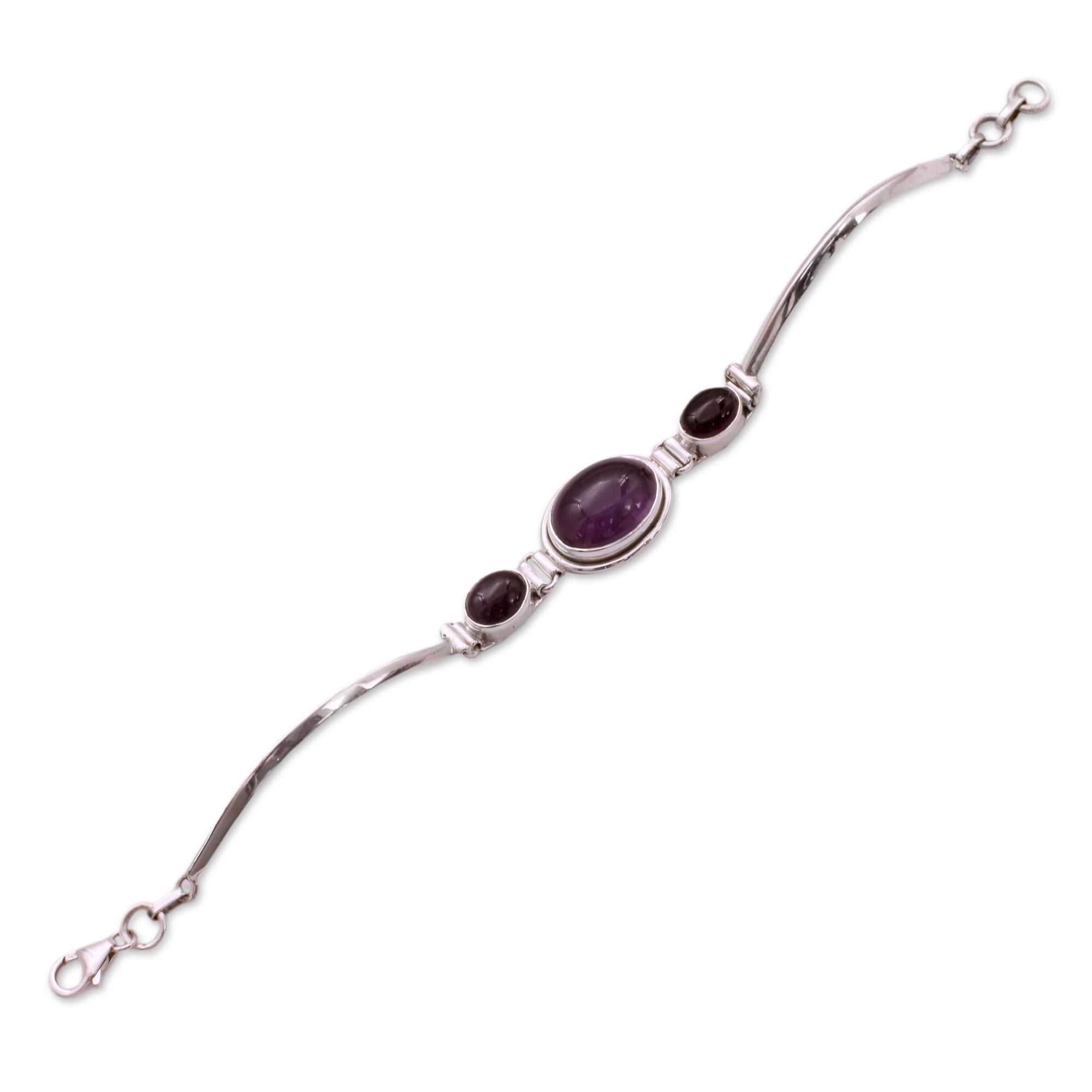 Premium Amethyst Sterling Silver Bracelet - Handcrafted in India