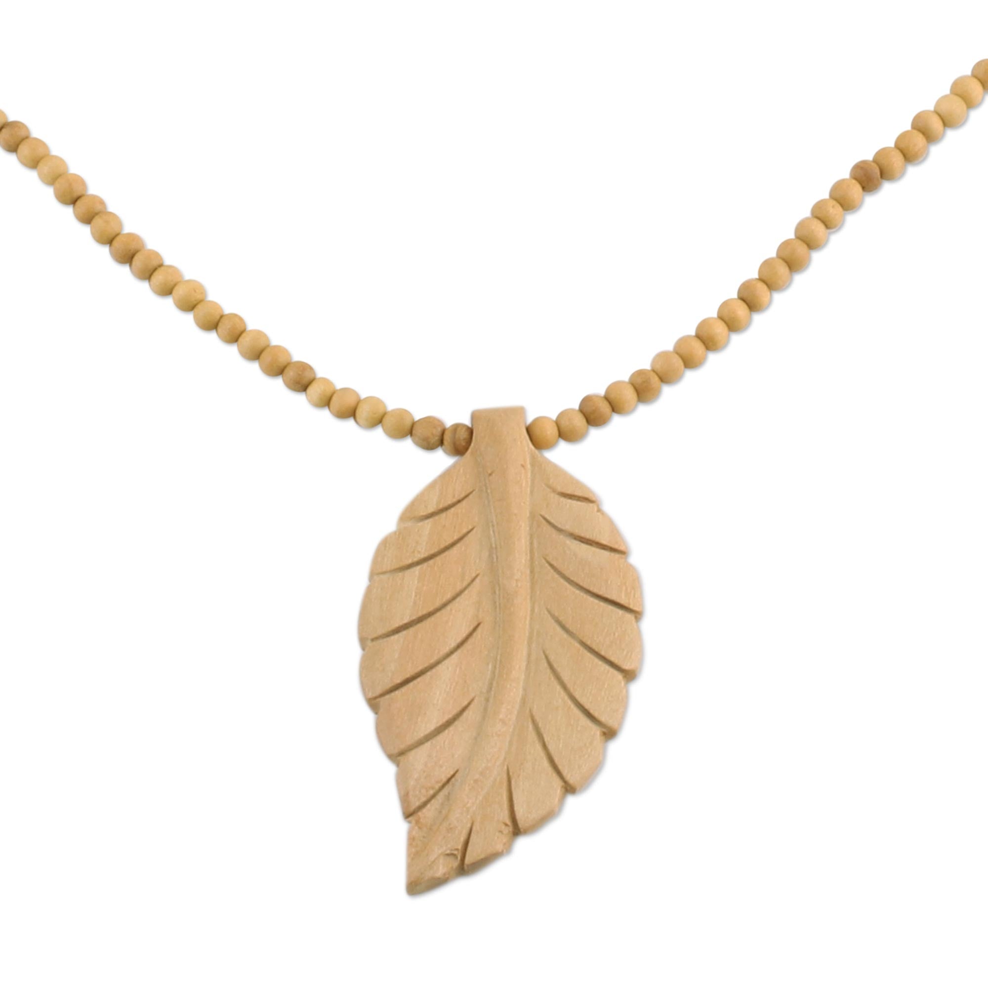 Premium Handcrafted Wooden Curry Leaf Pendant Necklace