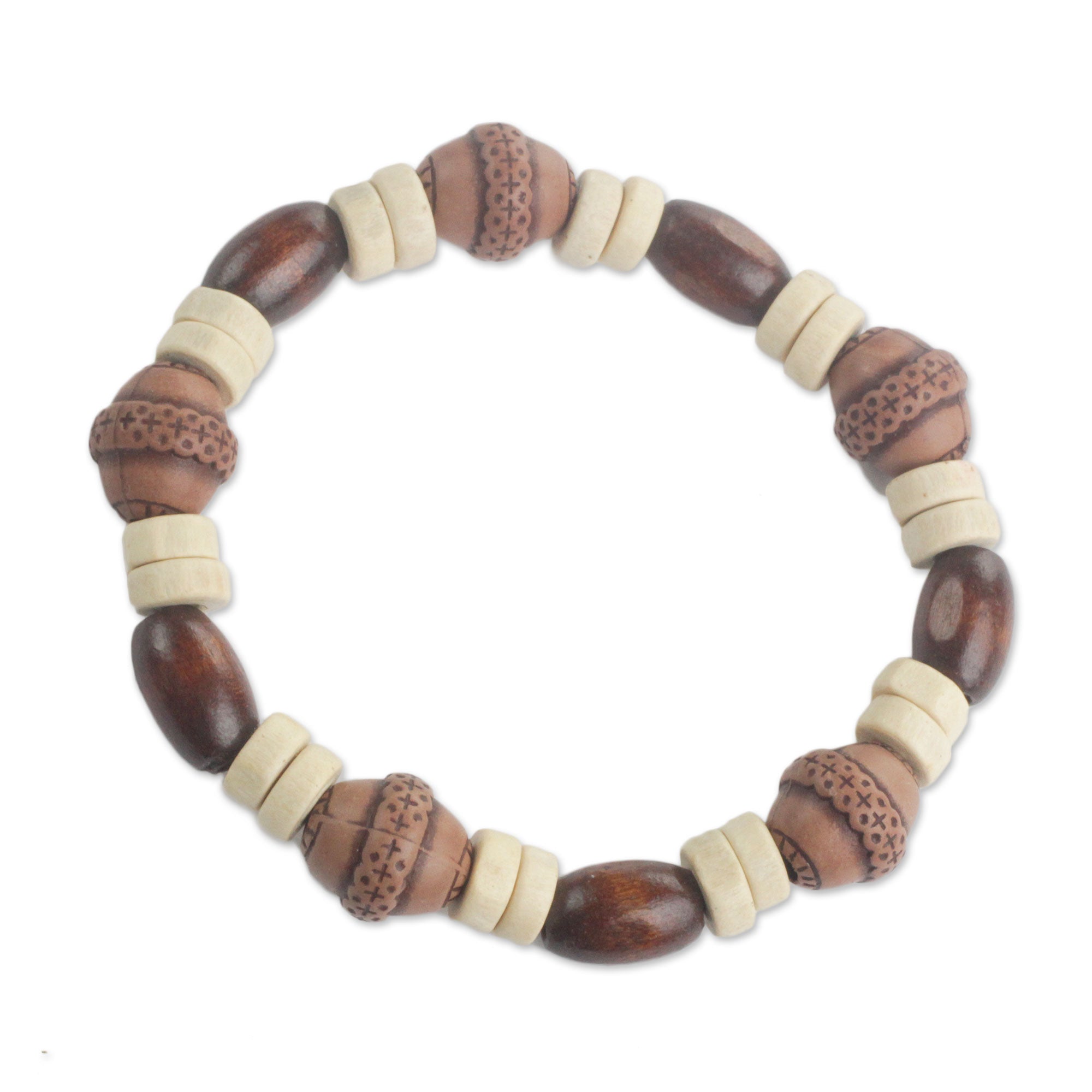 Premium Earthy Charm Stretch Bracelet - Handcrafted in Ghana with Recycled Materials