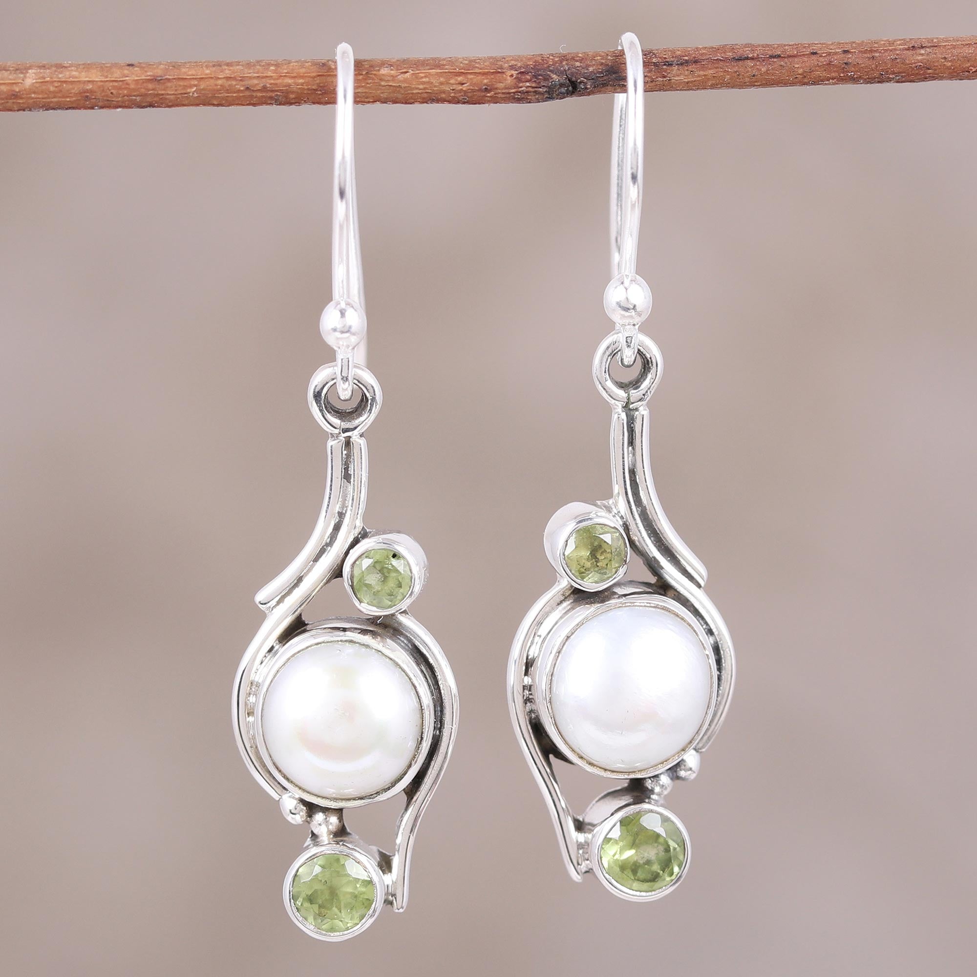 Premium Sweet Dreams India Style Pearl & Peridot Earrings - Ultimate Nightmare Protection
