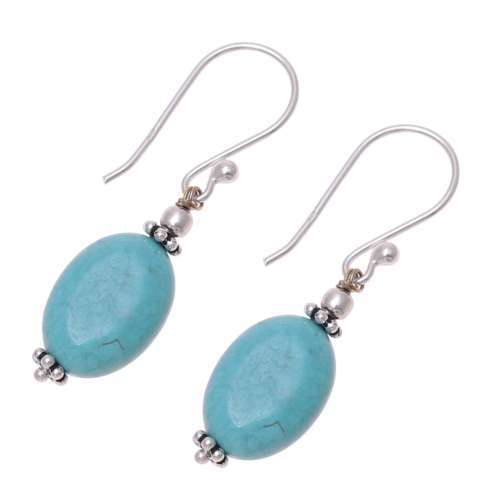 Premium Cloudless Sky Sterling Silver & Turquoise Dangle Earrings