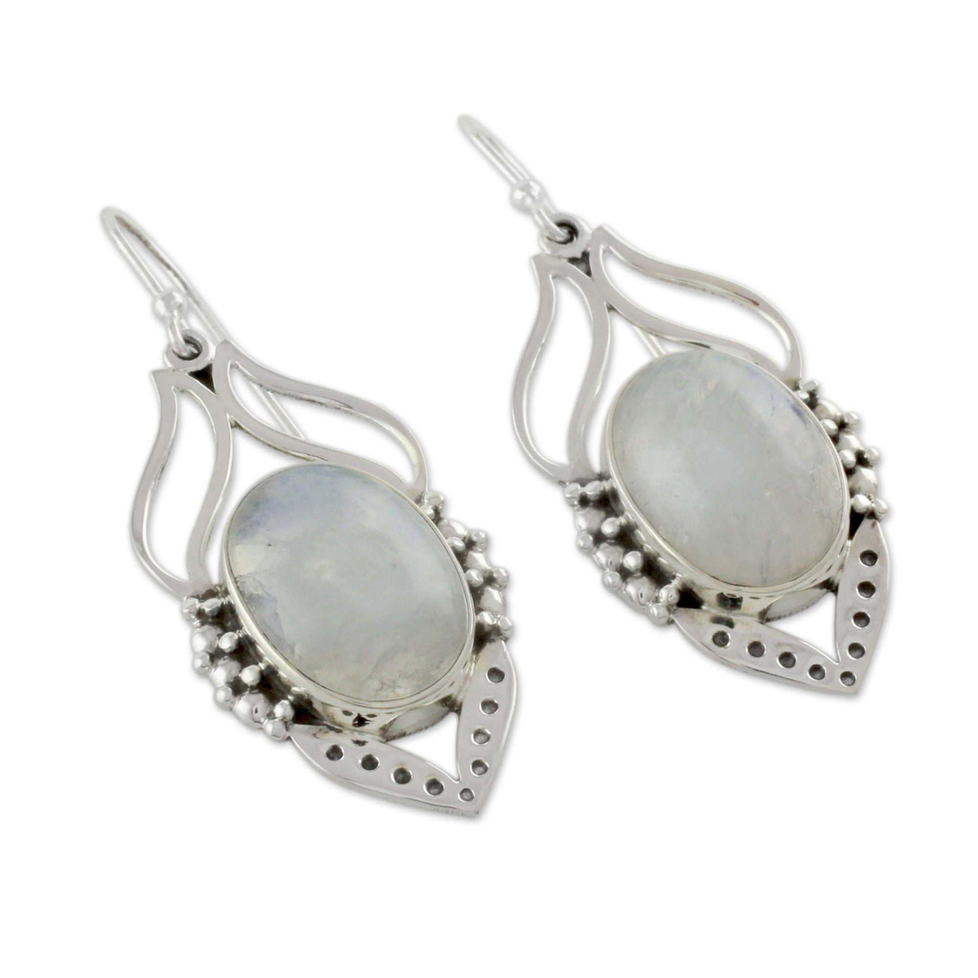 Premium Moonstone Dangle Earrings - Handcrafted Elegance