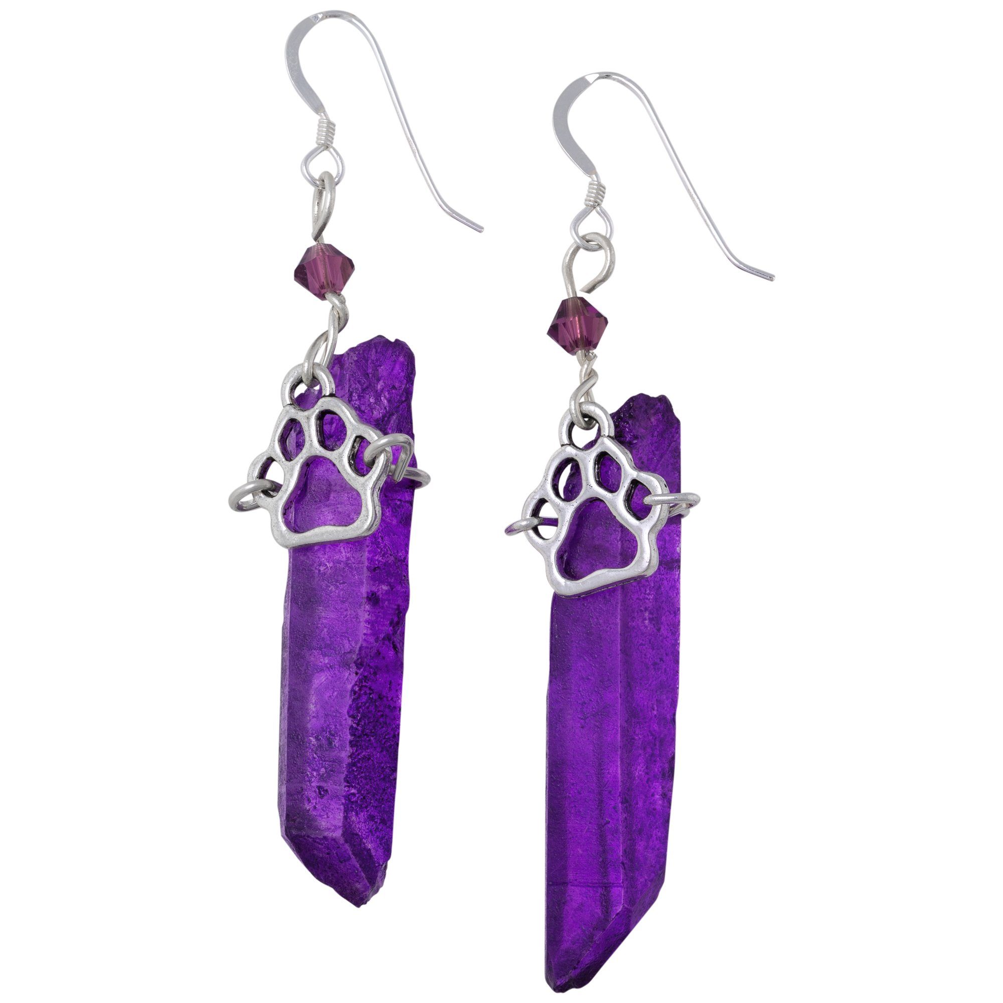 Premium Purple Paw Quartz Earrings - Handcrafted Elegance