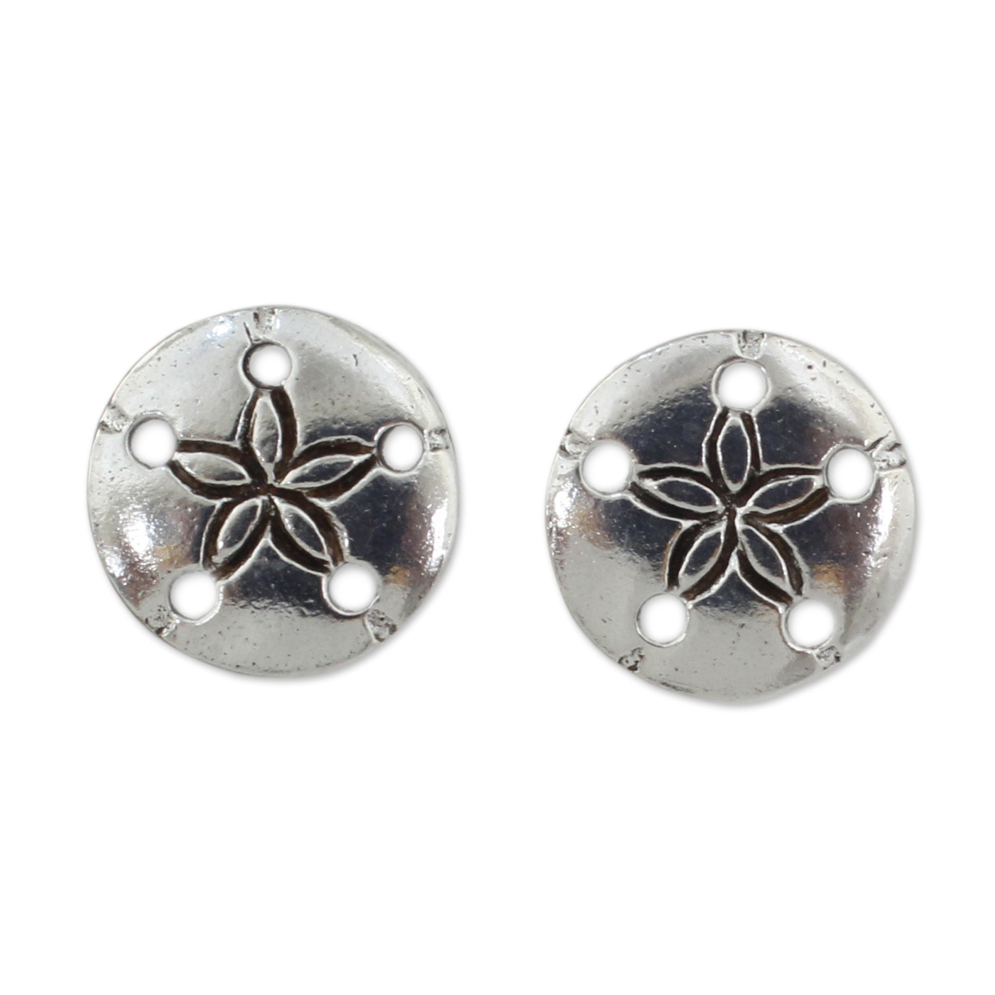 Premium Handcrafted Sand Dollar Sterling Silver Earrings - Coastal Elegance