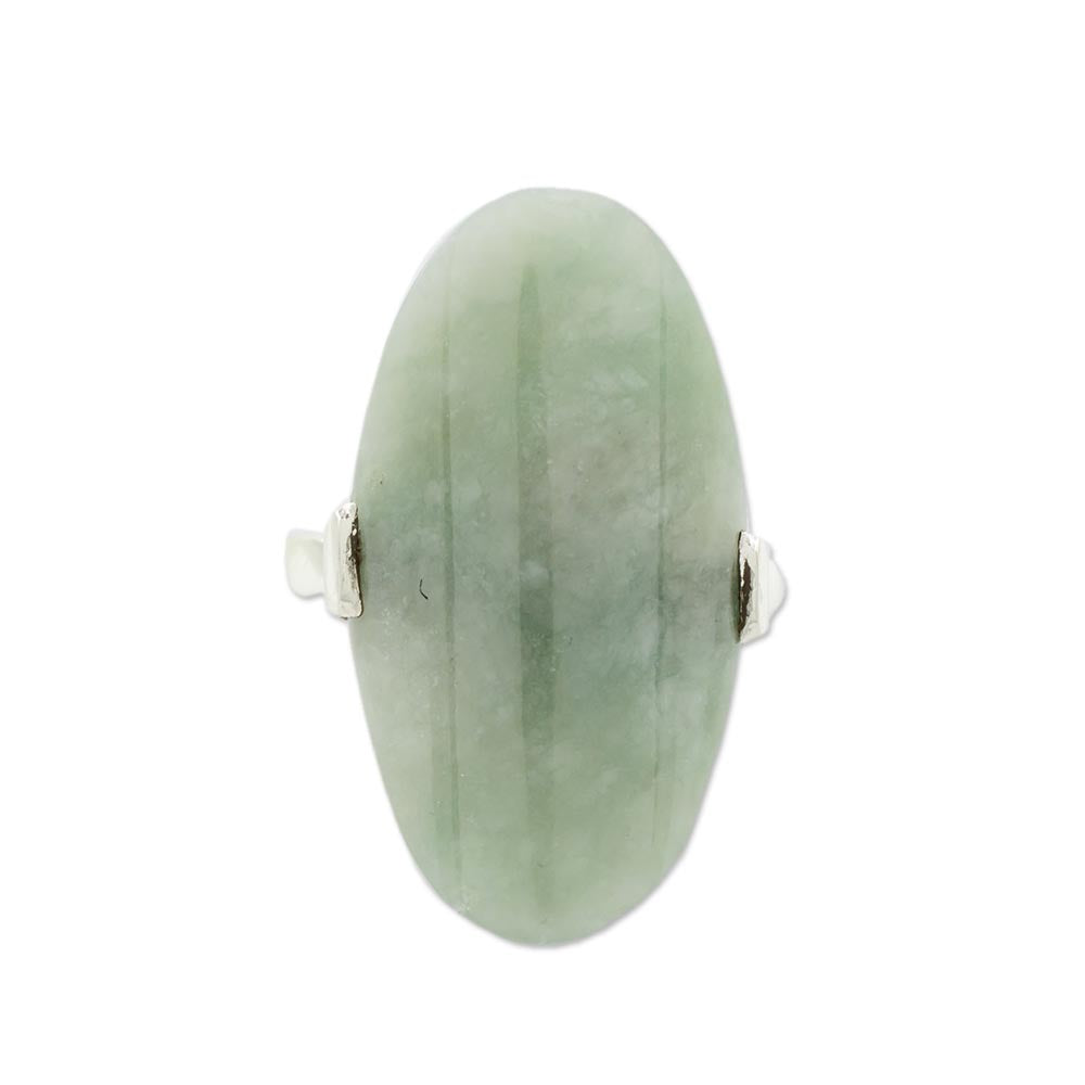 Premium Maya Virtue Light Green Jade & Silver Cocktail Ring