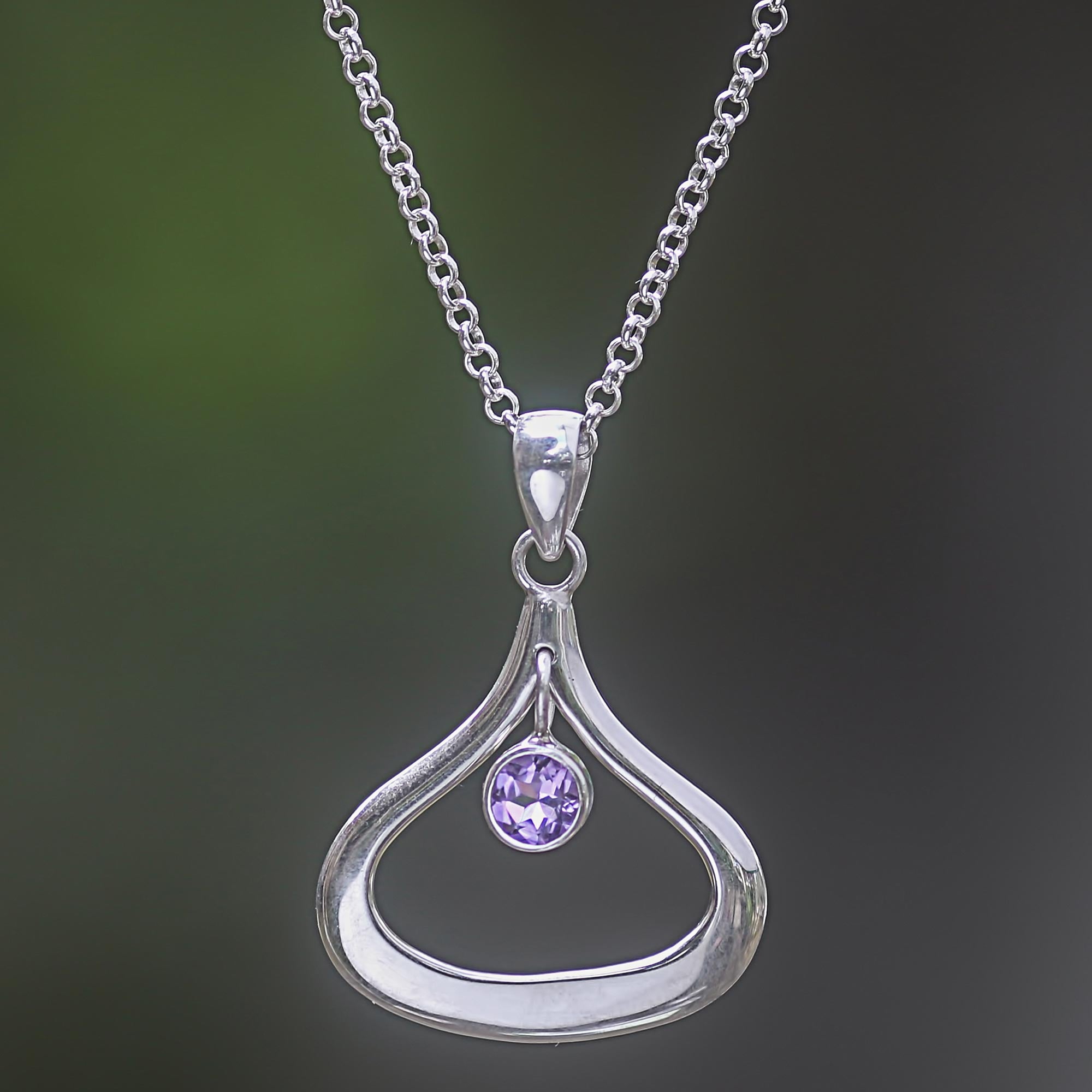 Premium Unbreakable Amethyst Pendant Necklace - Handcrafted Sterling Silver Jewelry