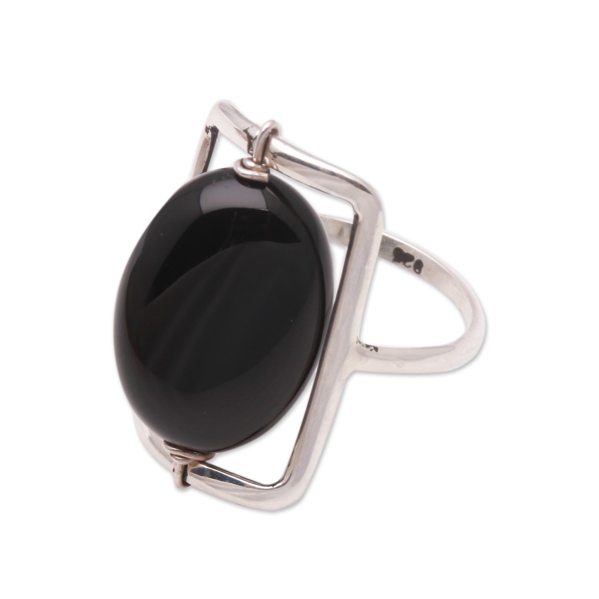 Premium Deep Soul Black Onyx Ring – Handcrafted in Bali