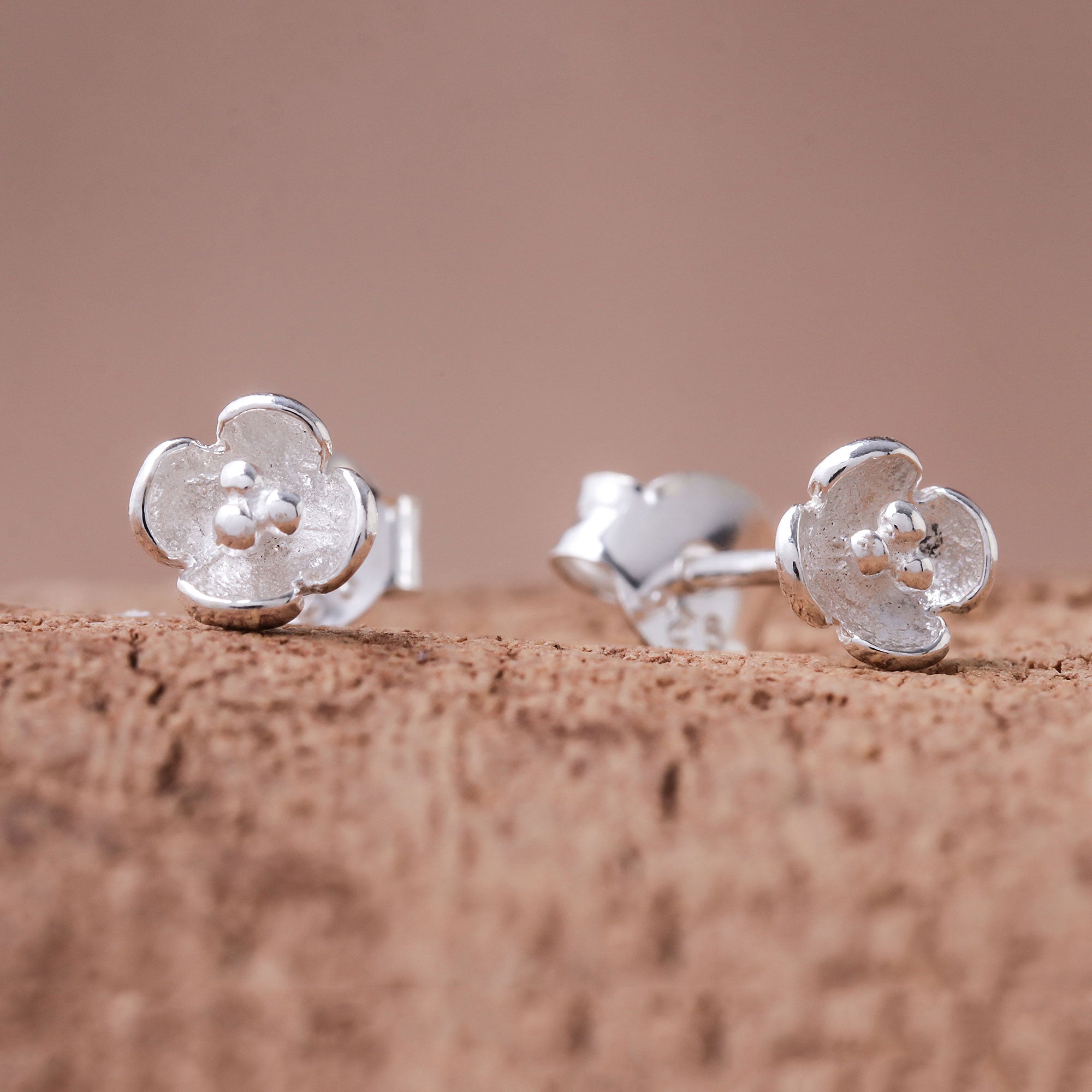 Premium Pollinators Floral Sterling Silver Stud Earrings - Handcrafted in Thailand