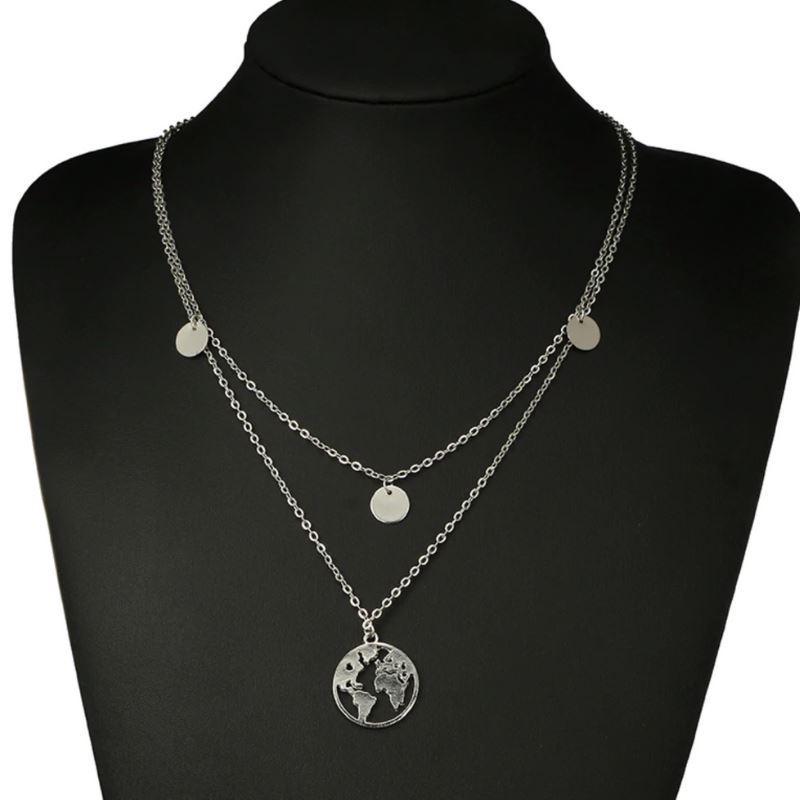 Premium World Map Layering Necklace - Ultimate Style Statement