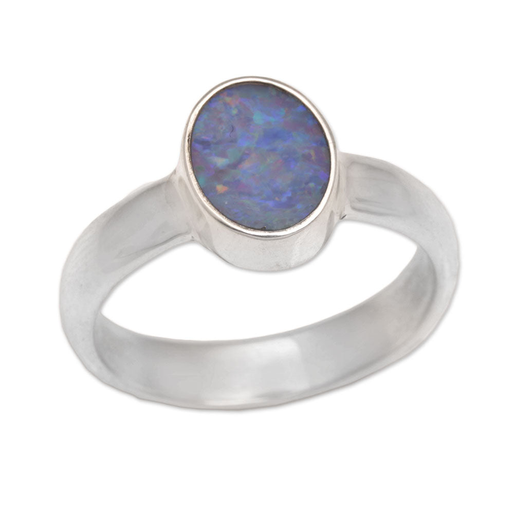 Premium Sky Blue Opal Sterling Silver Ring – Handcrafted Elegance