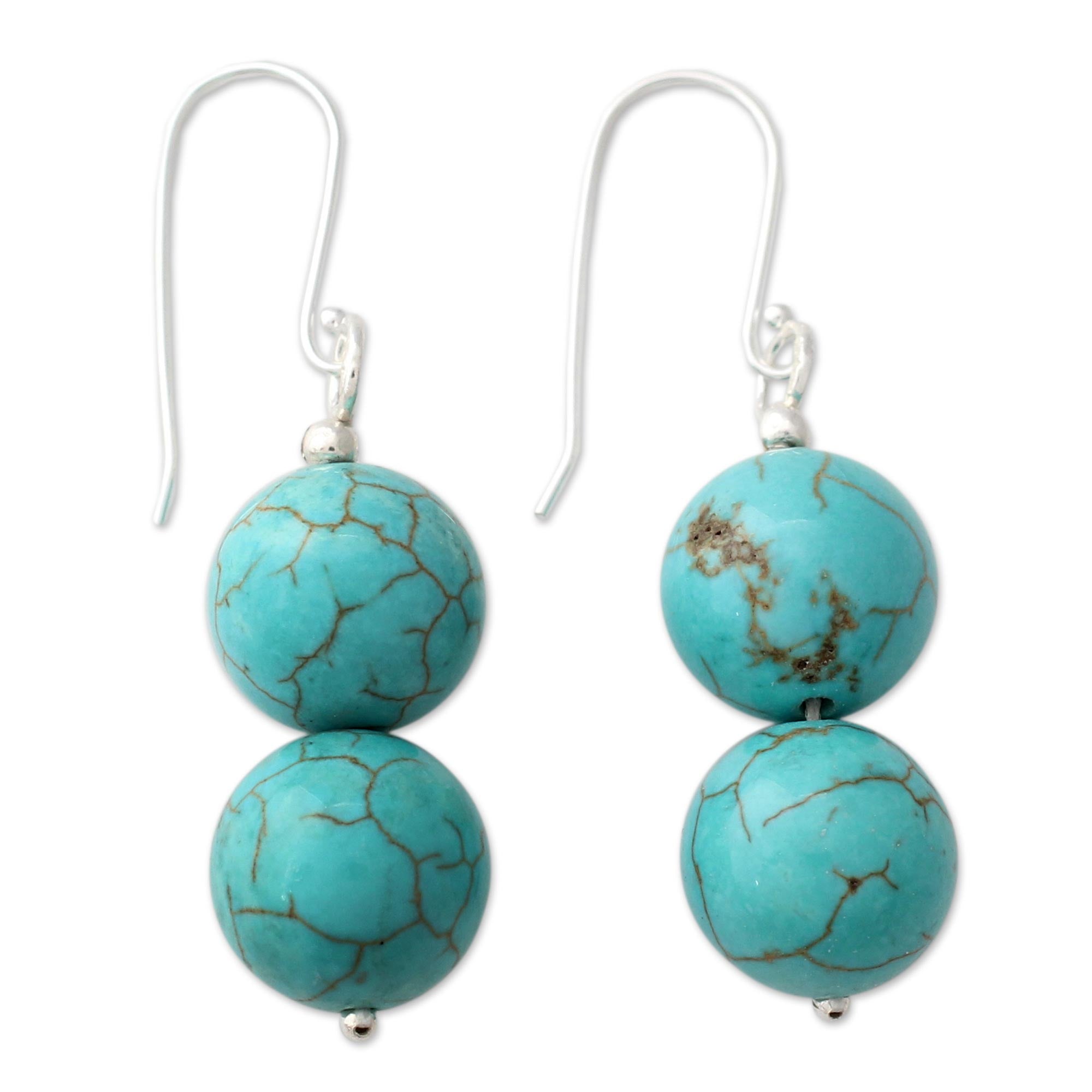 Premium Azure Paths Handcrafted Indian Earrings with Reconstituted Turquoise - Elevate Your Style