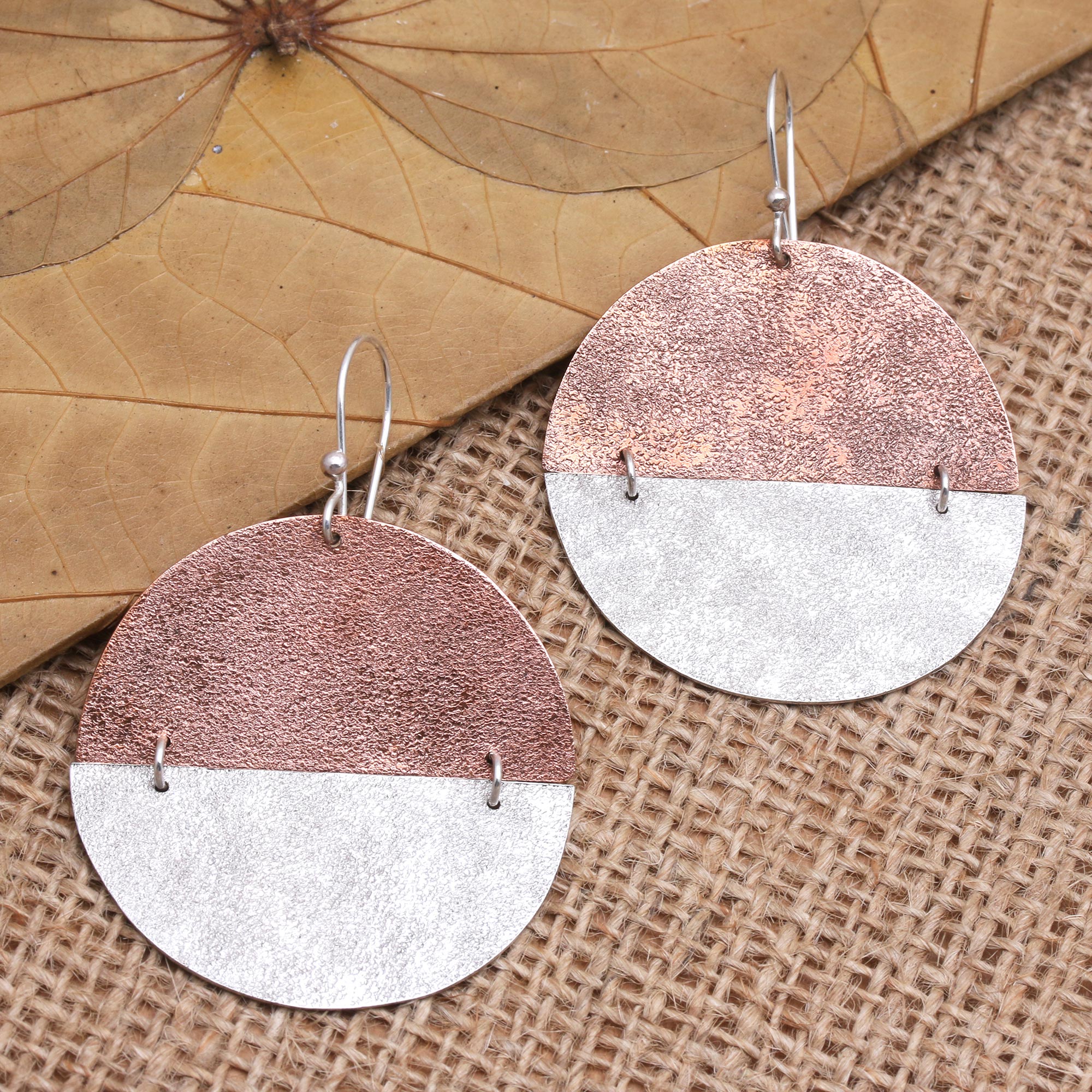 Premium Sterling Silver & Copper Dangle Earrings for Weddings & Parties