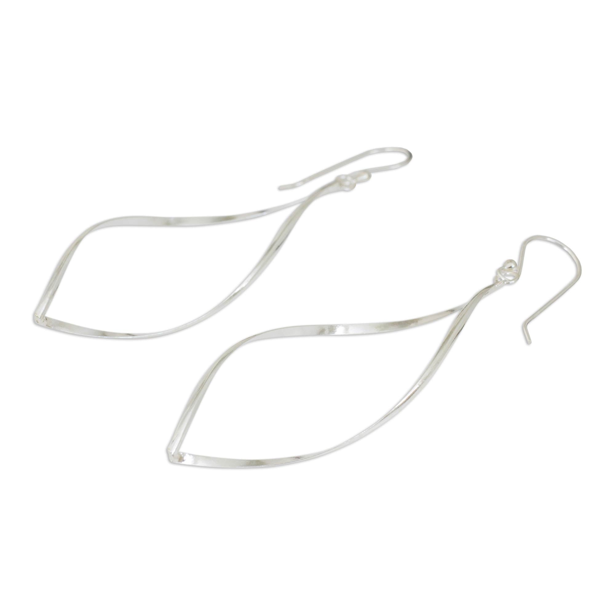 Premium Curvature Silver Dangle Earrings - Handcrafted Elegance