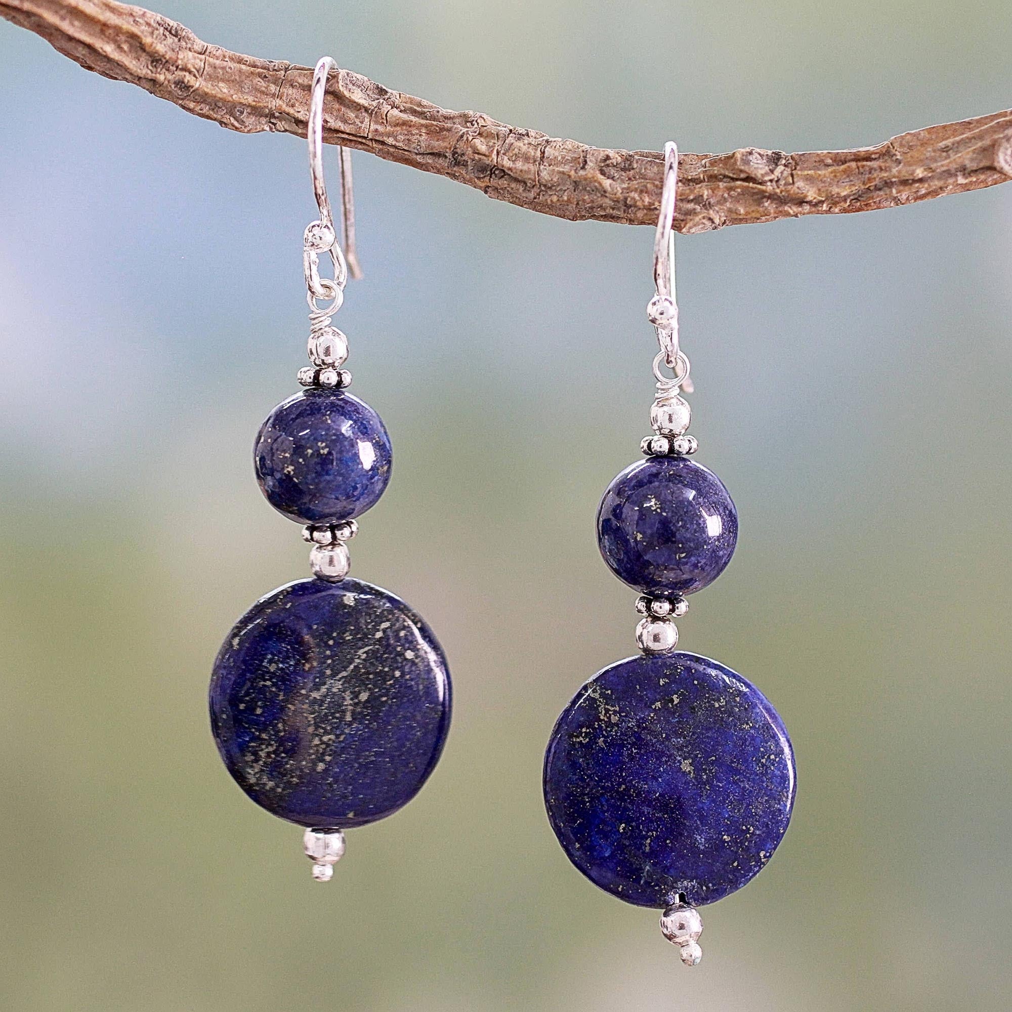 Premium Lapis Lazuli & Sterling Silver Beaded Earrings