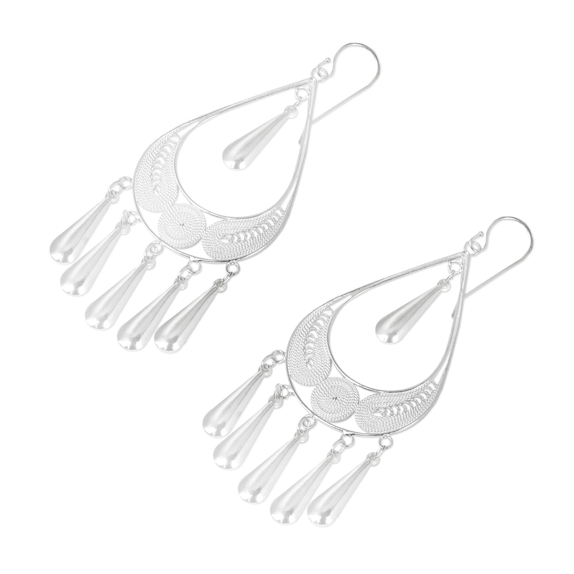 Premium Mystic Rain Sterling Silver Filigree Earrings