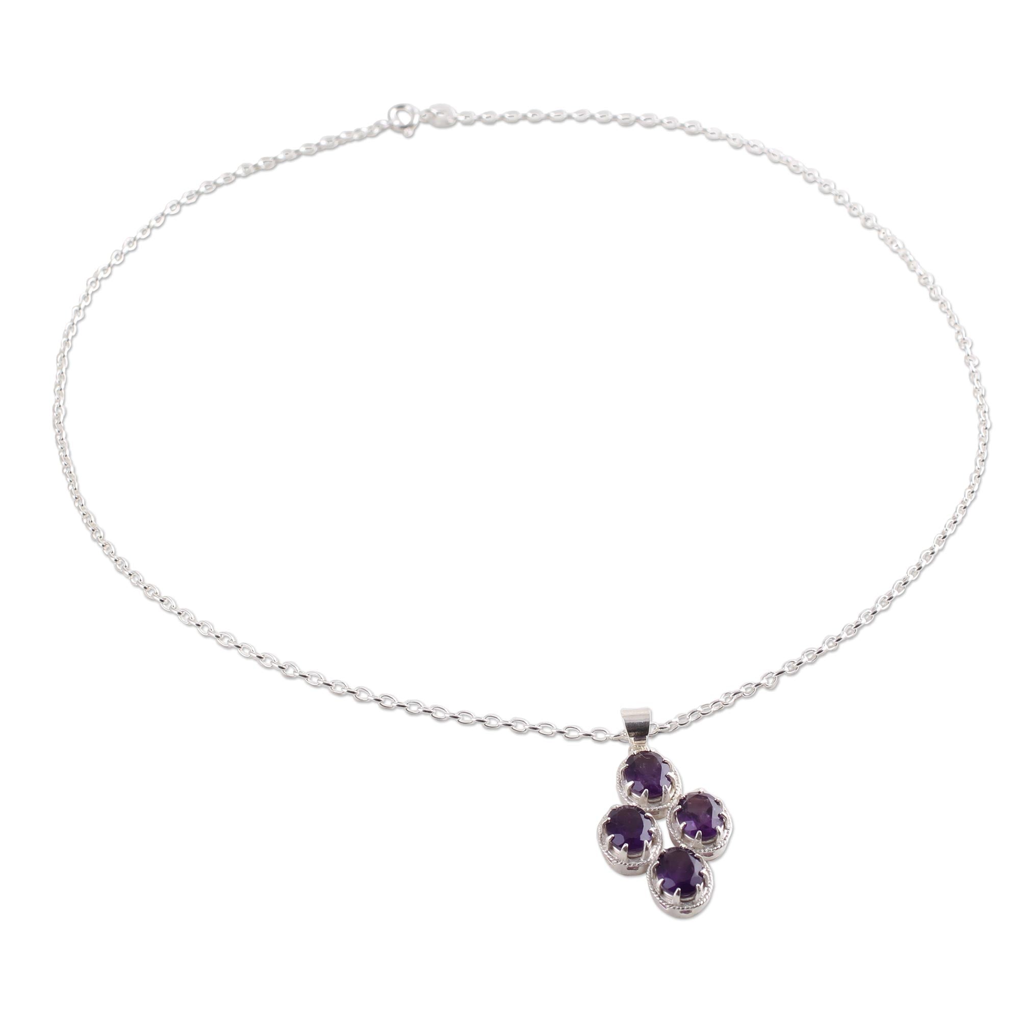 Premium Lilac Amethyst Sterling Silver Pendant Necklace - Handcrafted Elegance