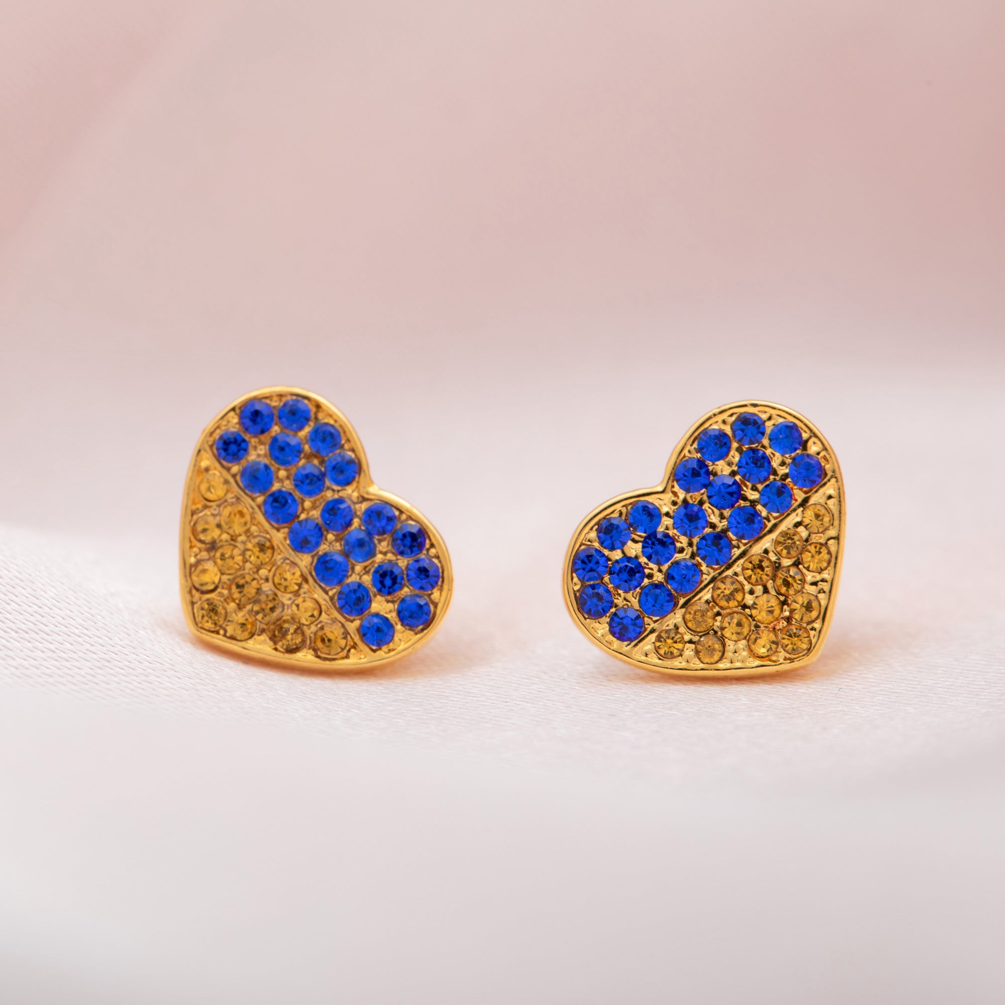 Premium Ukraine Support Gold Plated Heart Earrings