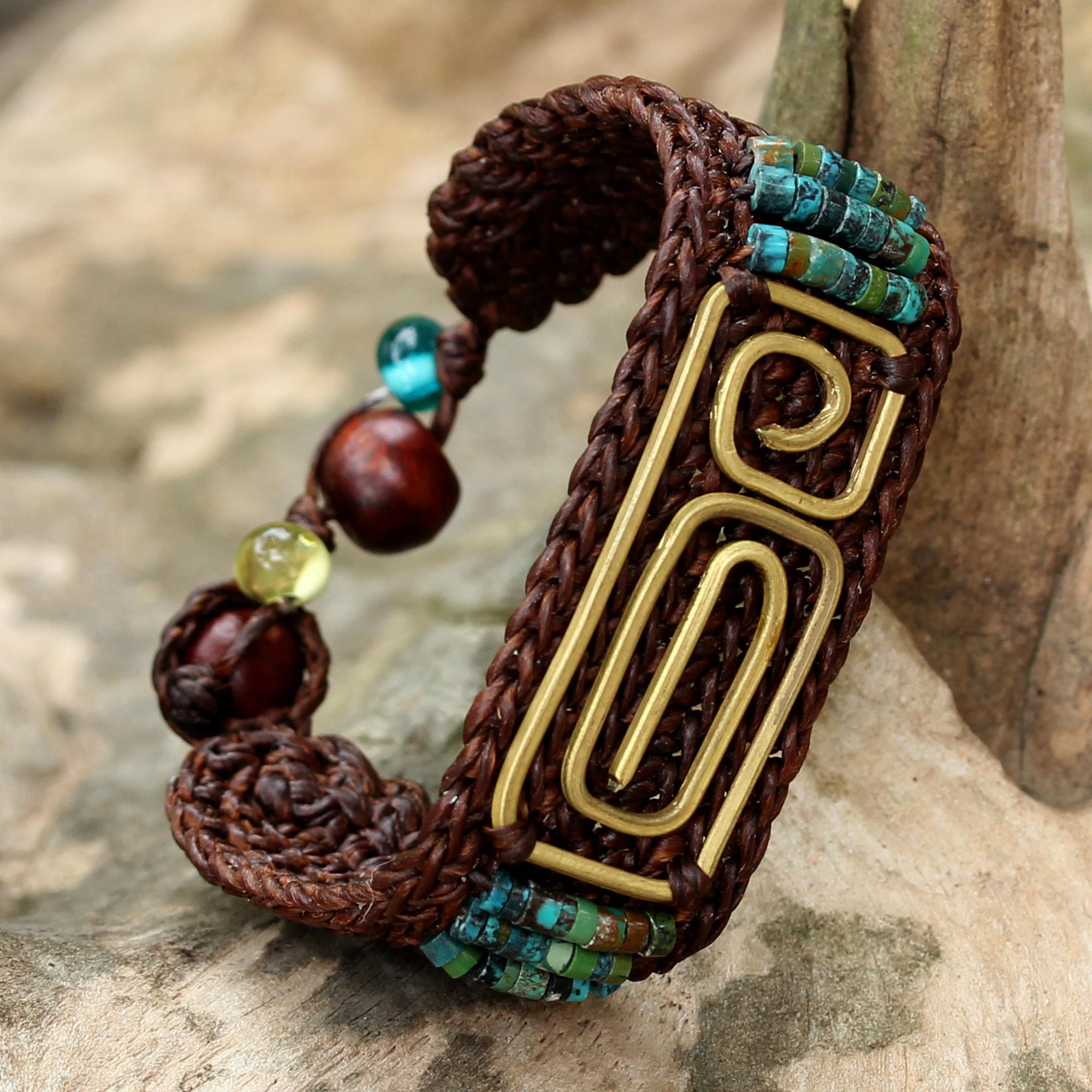 Premium Siam Fortress Bracelet - Brass & Turquoise Handcrafted Wristband