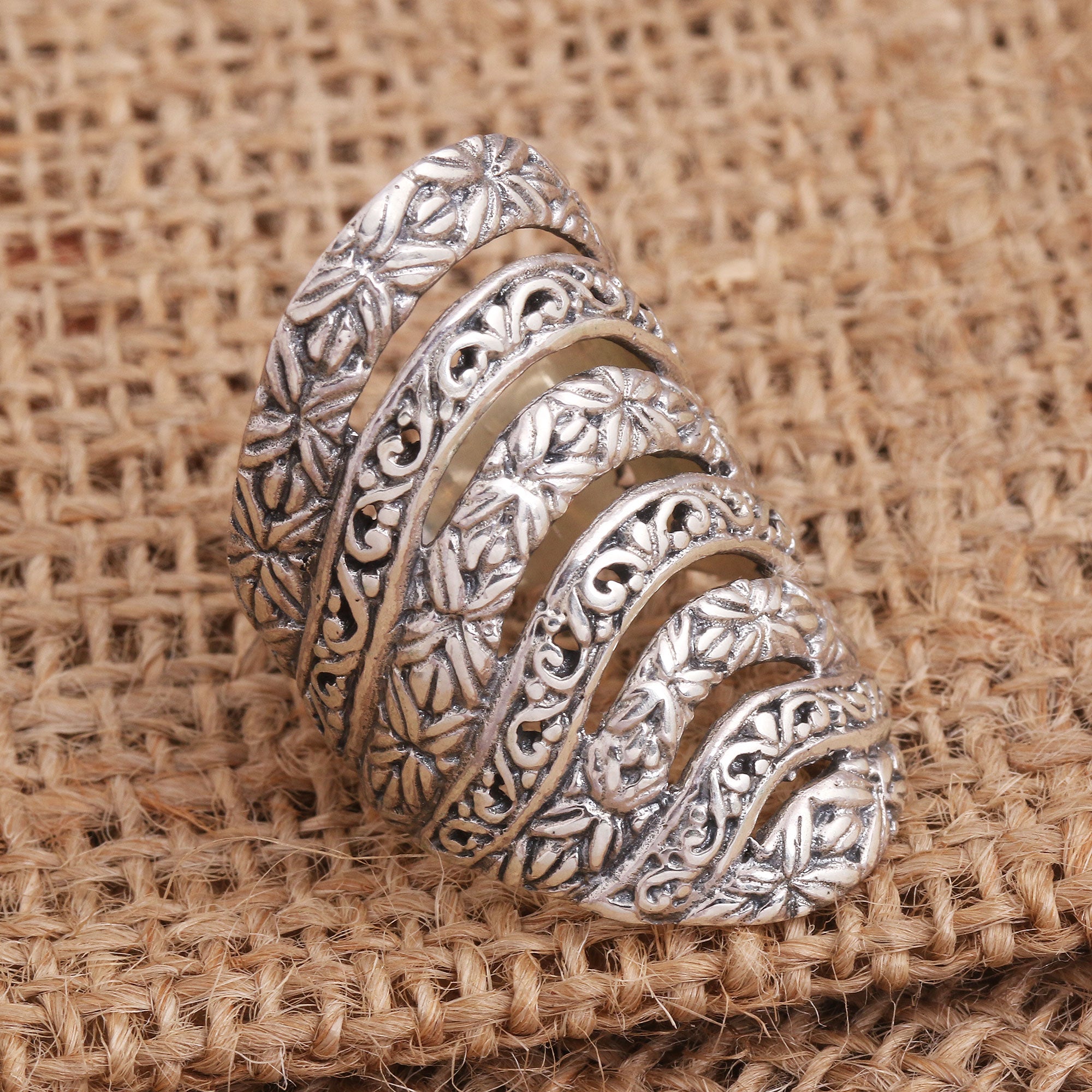 Premium Seven-Layer Sterling Silver Statement Ring - Alluring Layers Collection