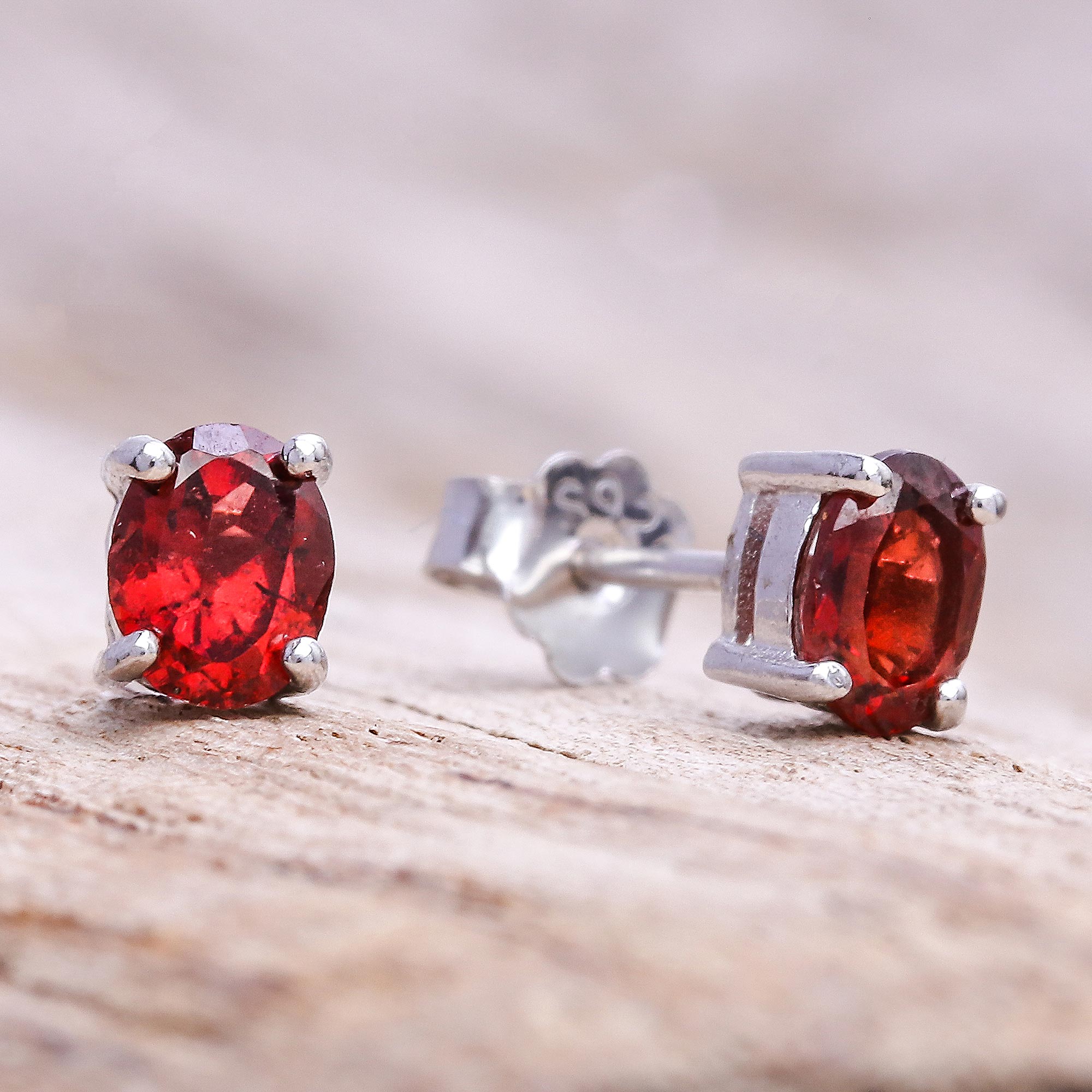 Premium Fiery Marvel Garnet Stud Earrings – Handcrafted in Thailand