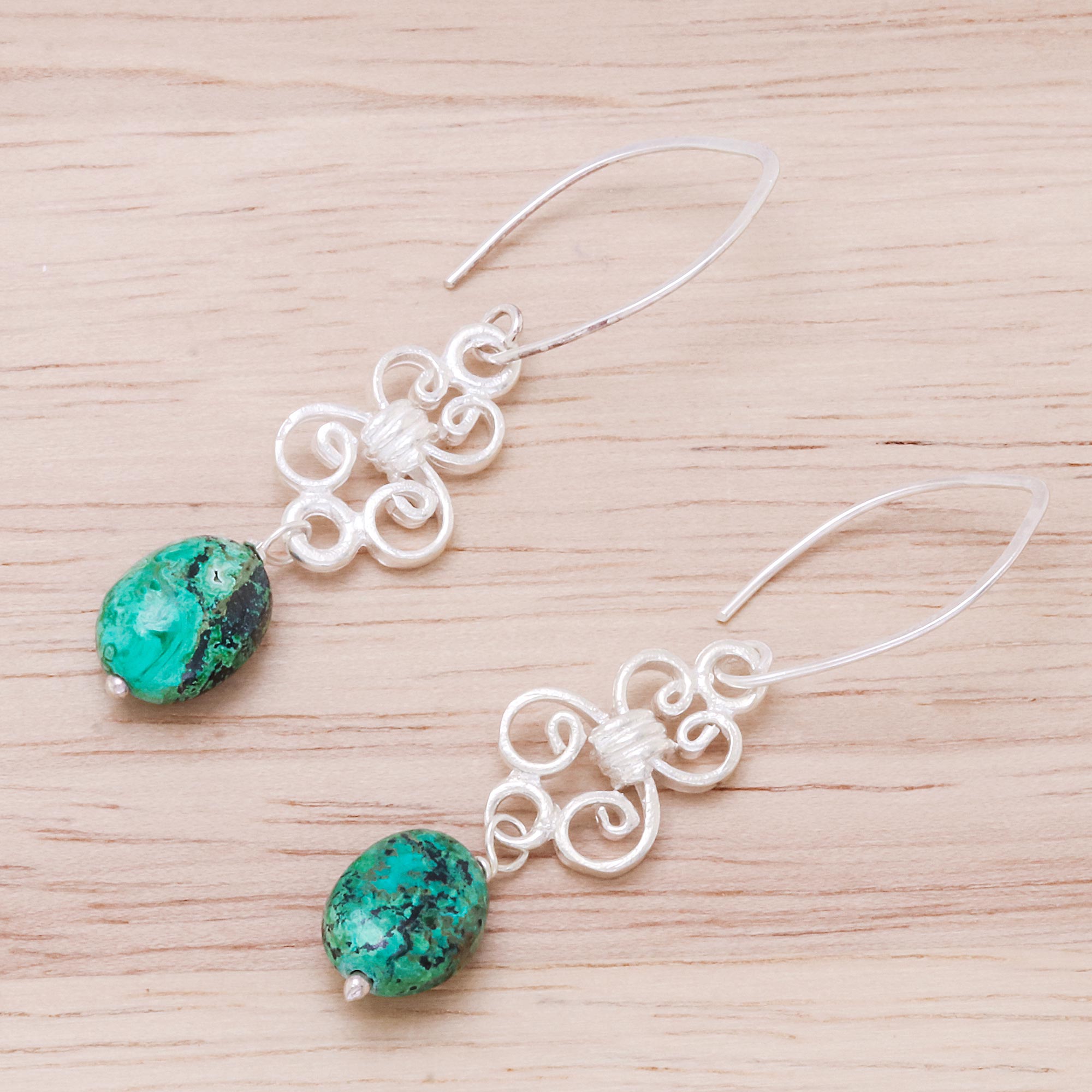 Premium Malachite Dangle Earrings - Elegant Wind Design