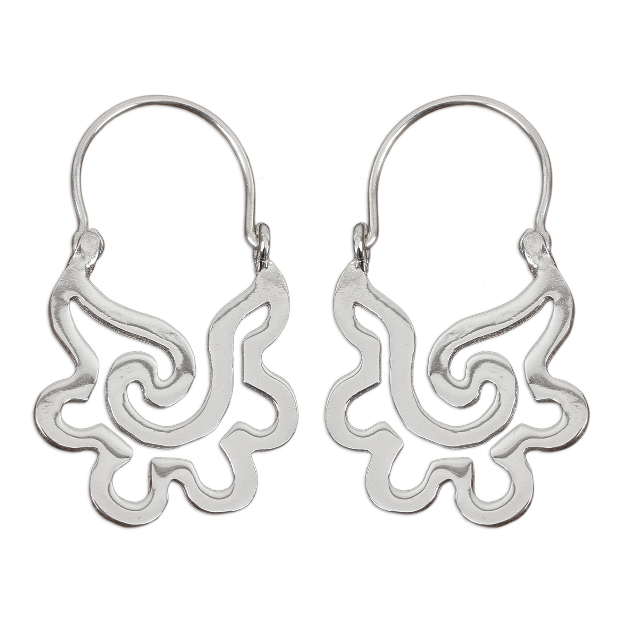 Premium Aztec Seashell Sterling Silver Hoop Earrings