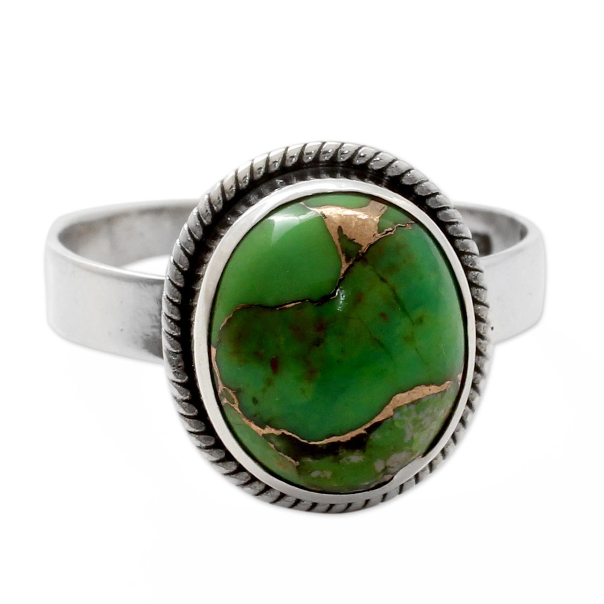 Premium Jaipur Green Turquoise Sterling Silver Ring