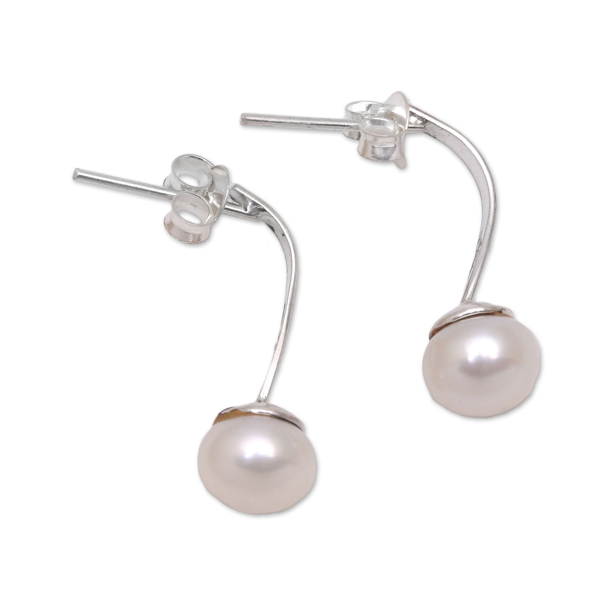 Premium Goddess Teardrops: Luxurious White Cultured Pearl Drop Earrings from Bali