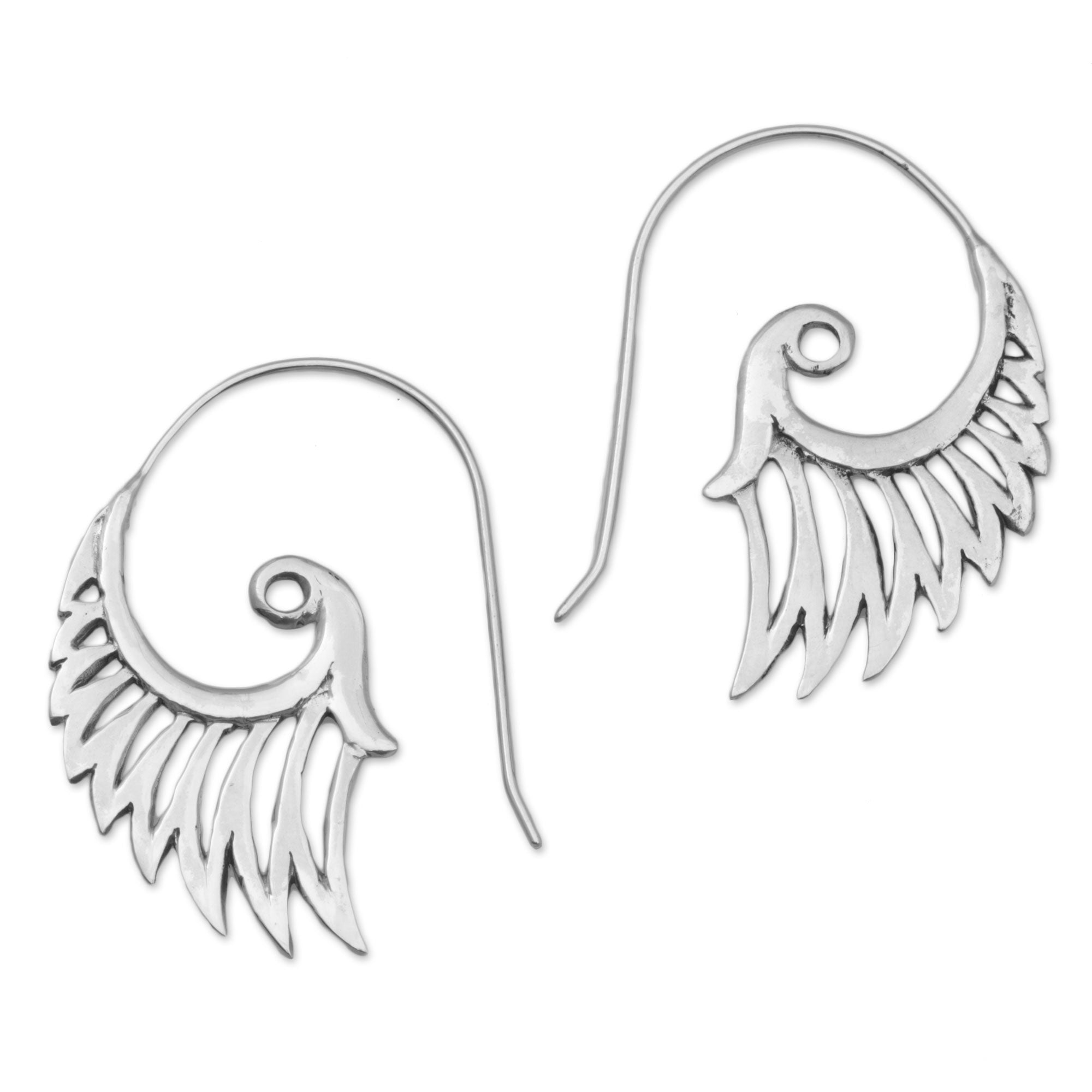 Premium Winged Elegance Spiral Sterling Silver Earrings