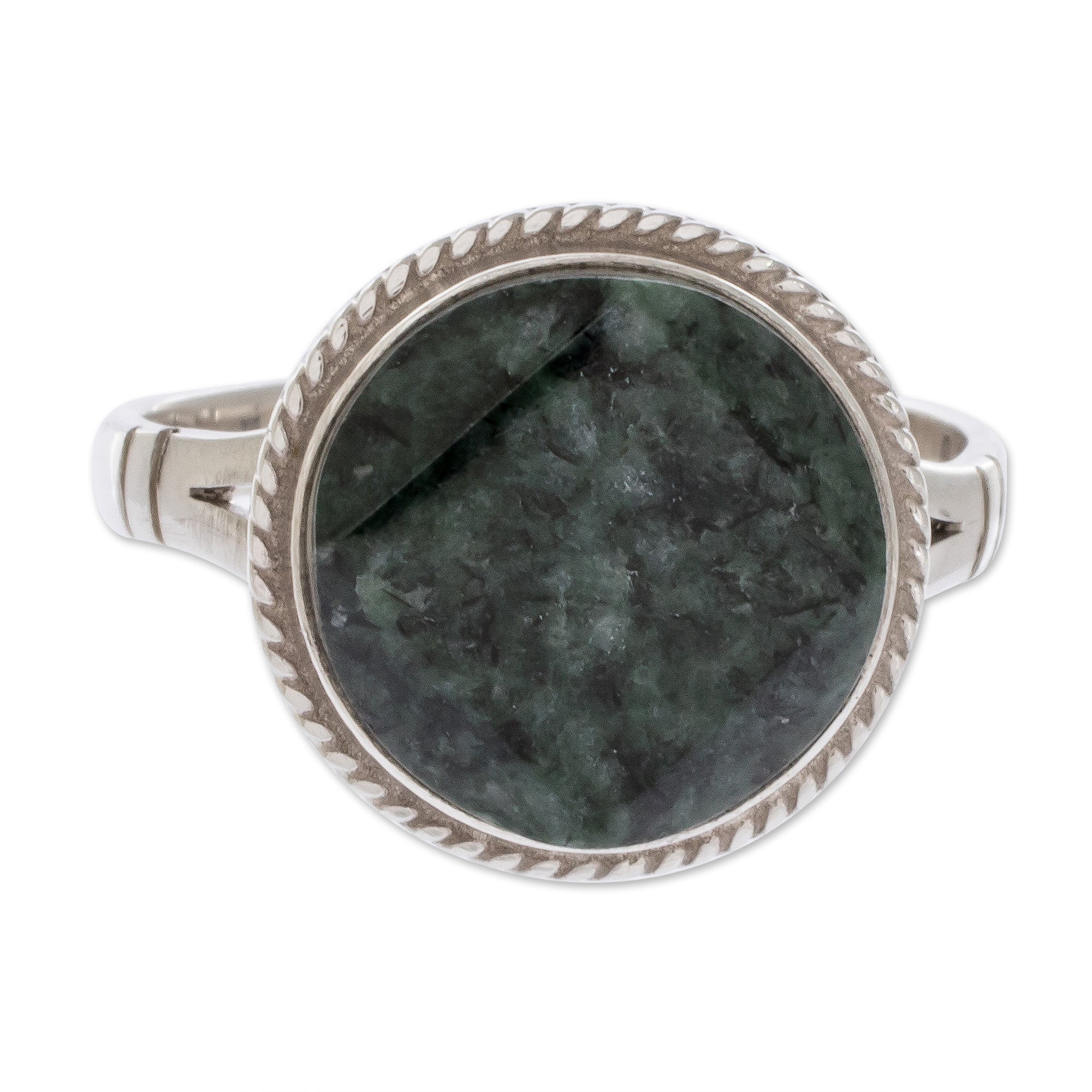 Premium Sterling Silver & Green Jade Cocktail Ring - Contemporary Sophistication