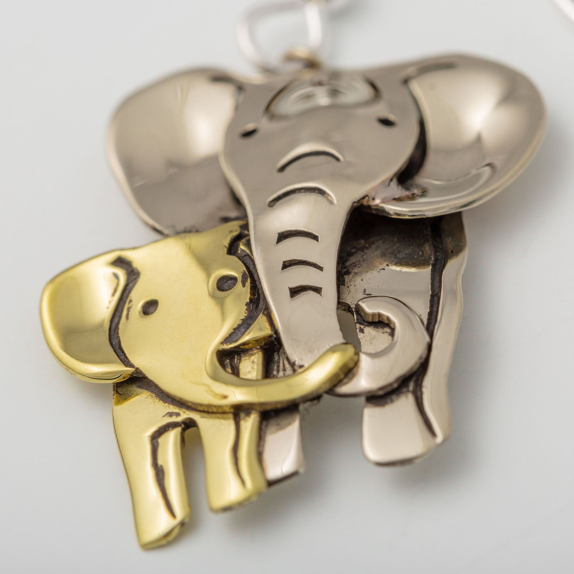 Premium Elephant Parent & Baby Mixed Metal Earrings - Handmade & Fair Trade