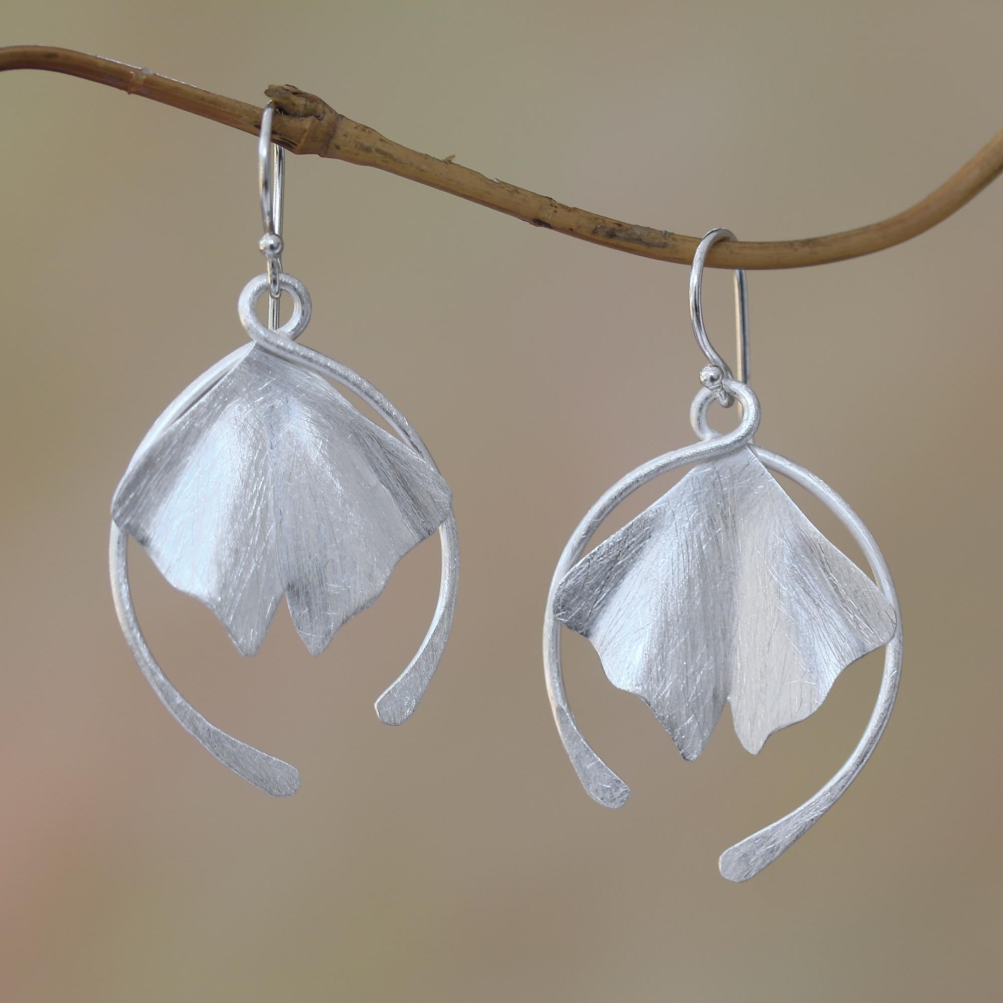 Premium Flying Petals Sterling Silver Dangle Earrings - Handcrafted in Bali