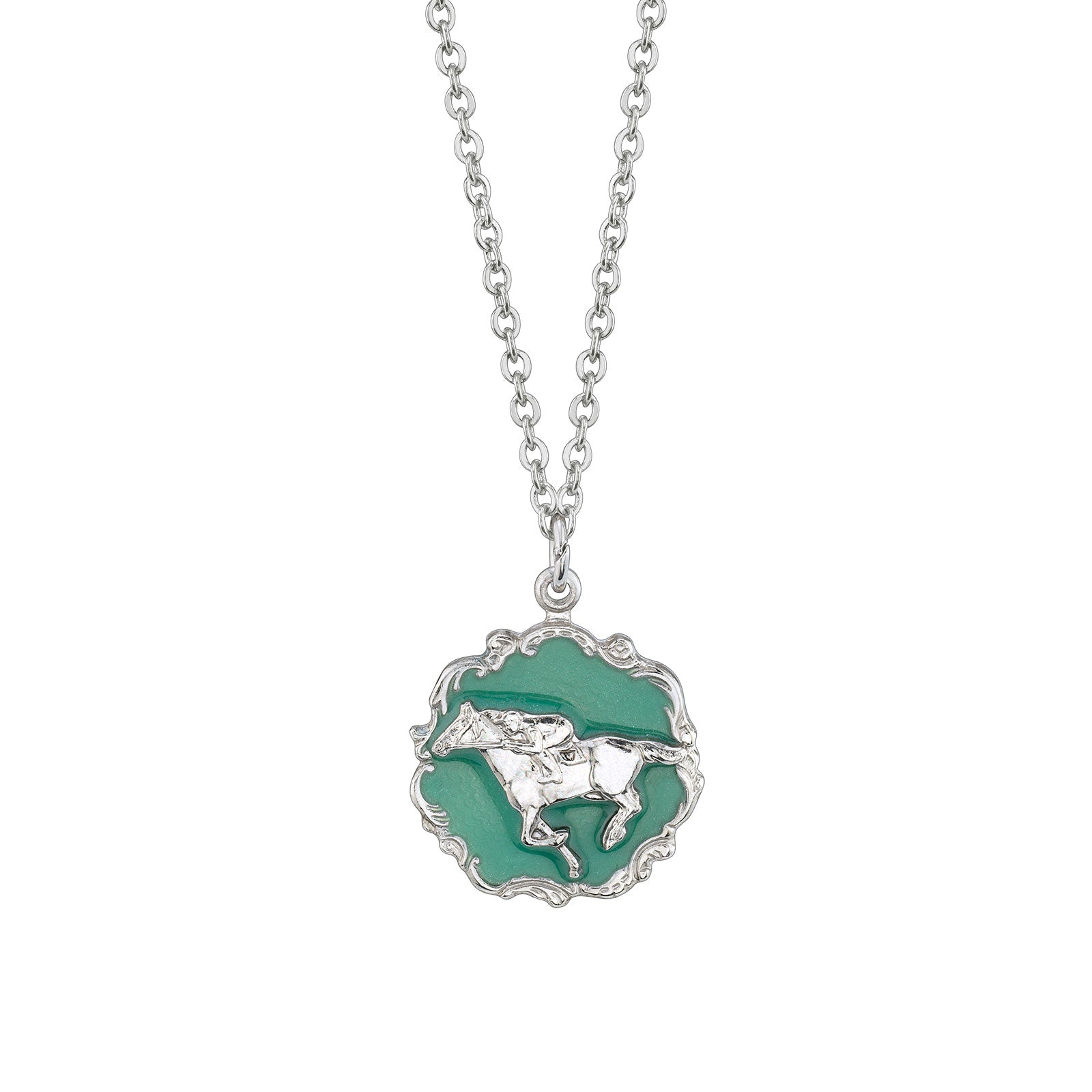 Premium 1928 Jewelry® Silver-Tone Turquoise Enamel Horse Pendant Necklace with Adjustable Chain