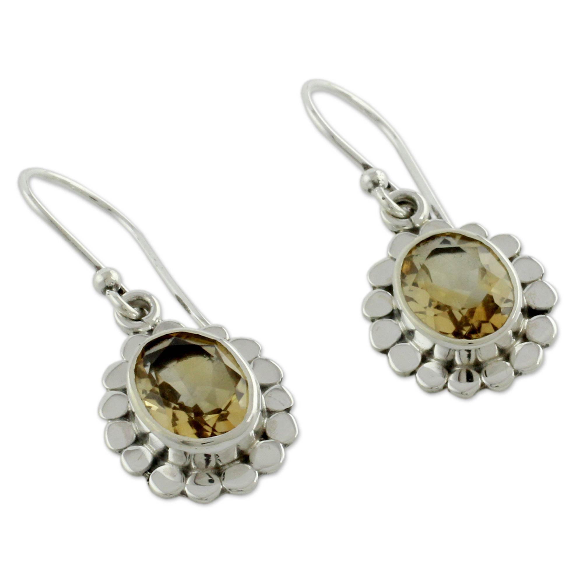 Premium Citrine Petal Dangle Earrings - Ultimate Elegance