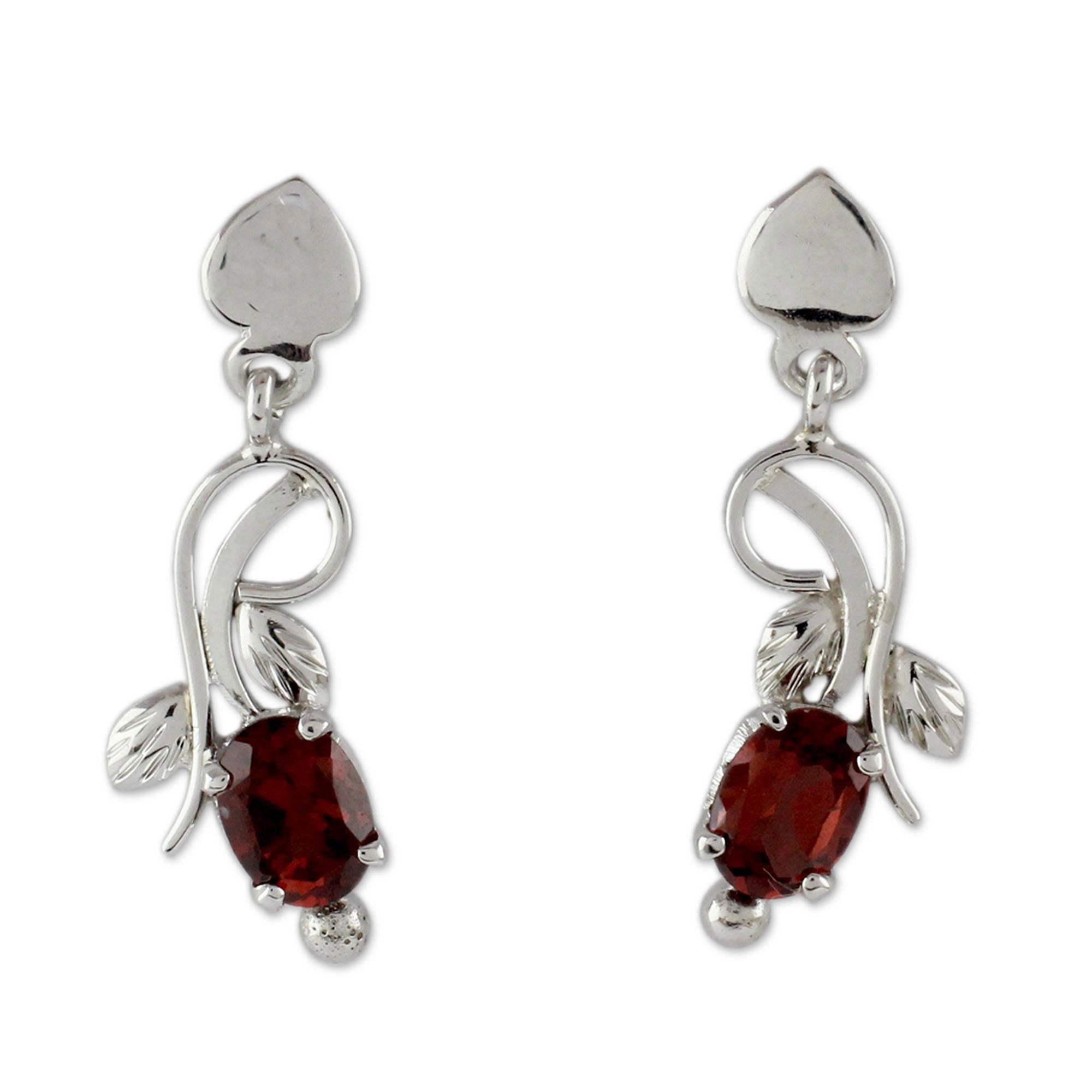 Premium Romantic Temptation 2 Carat Garnet Sterling Silver Earrings