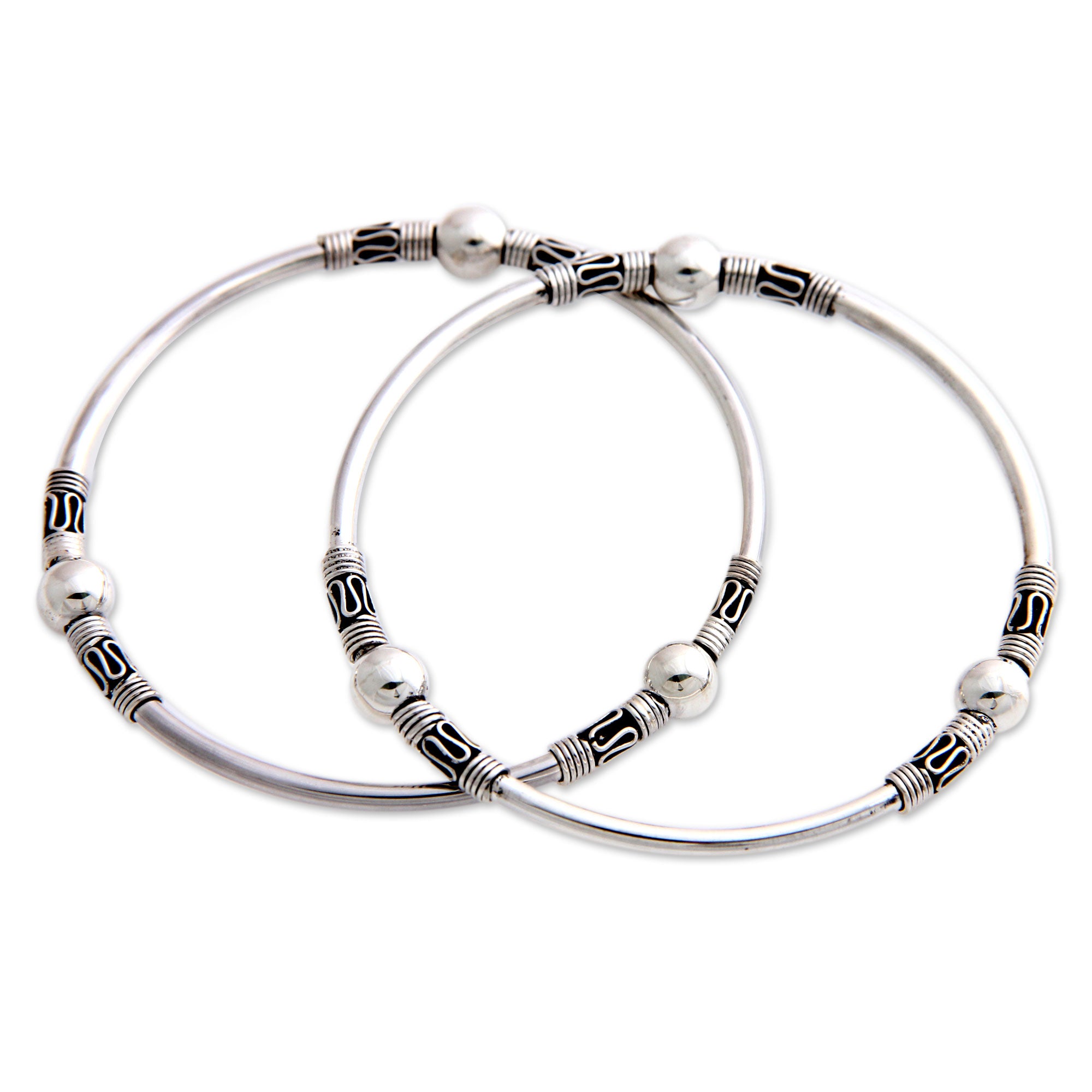 Premium Ubud Moons Sterling Silver Bangle Bracelet - Handmade Elegance