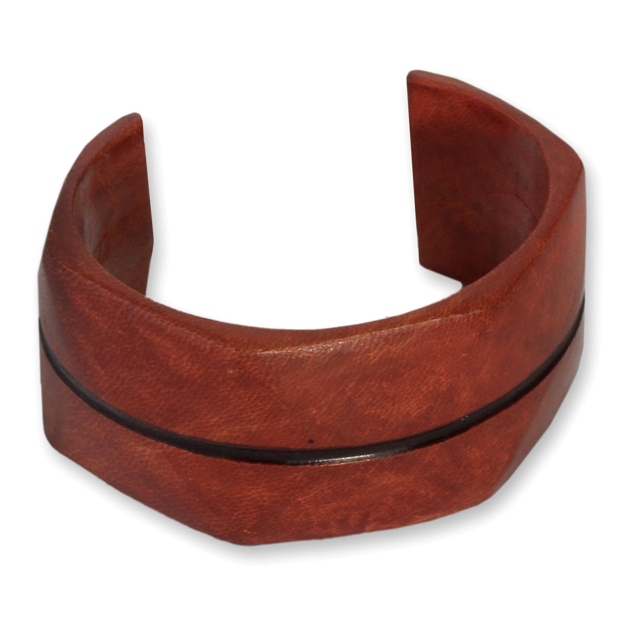 Premium Cinnamon Leather Cuff Bracelet - Wend Konta by Ila Suleyman