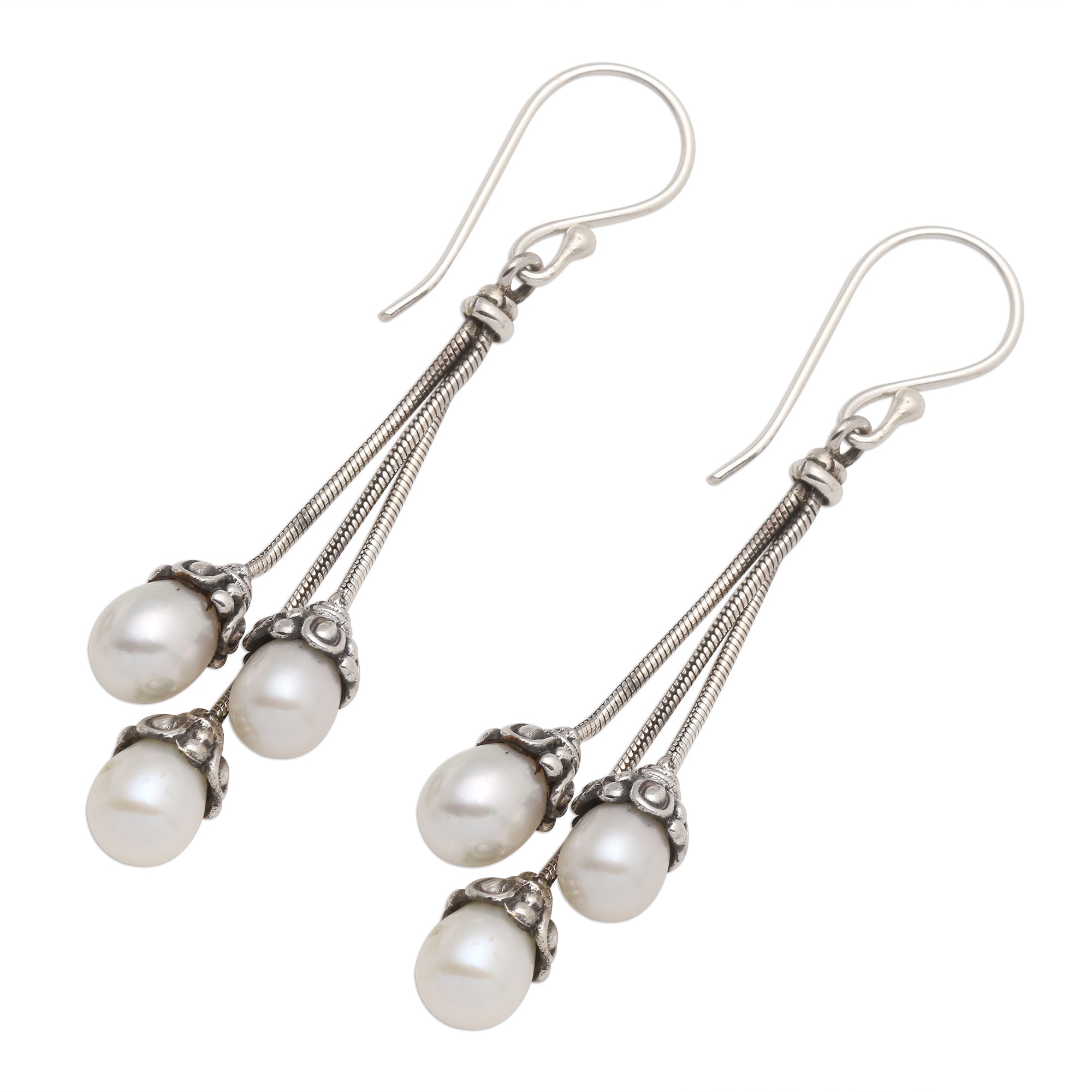 Ultimate Elegance: Manifest Destiny Sterling Silver & Freshwater Pearl Dangle Earrings