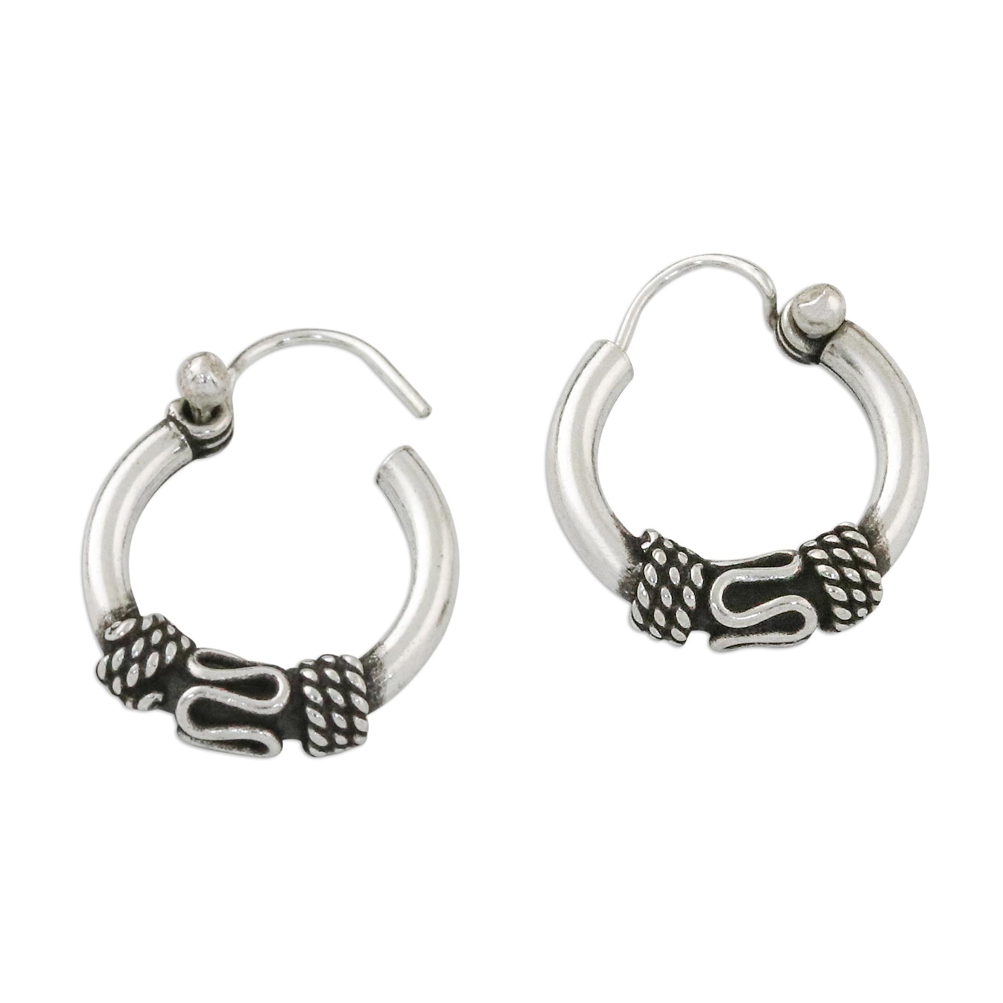 Premium Thai Flair Sterling Silver Hoop Earrings - Handcrafted Elegance from Thailand