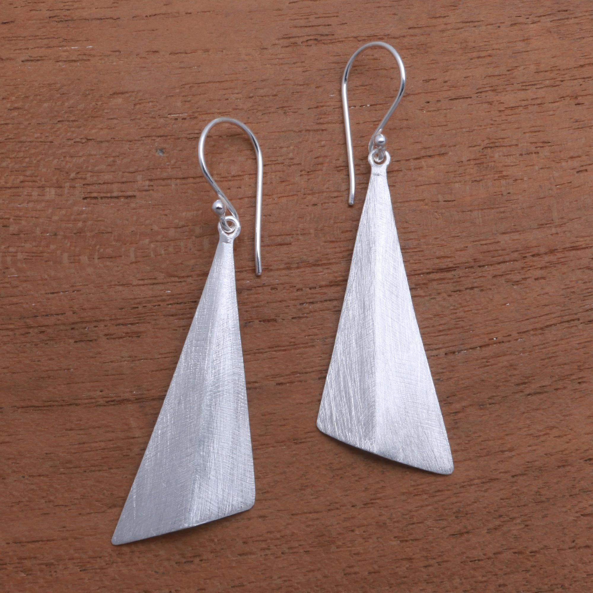 Premium Modern Pyramid Sterling Silver Dangle Earrings – Handcrafted in Bali