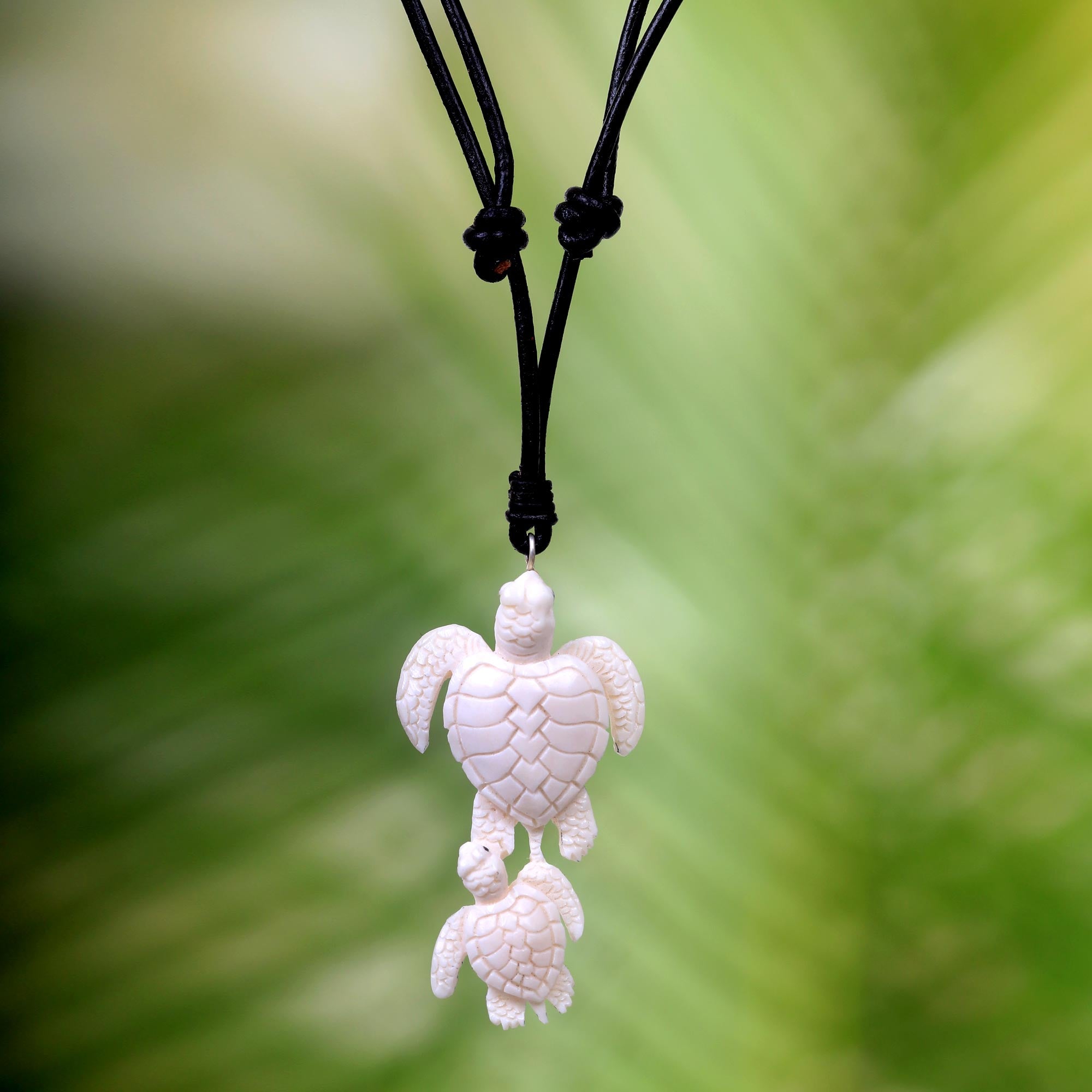 Premium Mother & Baby Turtle Bone Necklace - Handcrafted in Bali