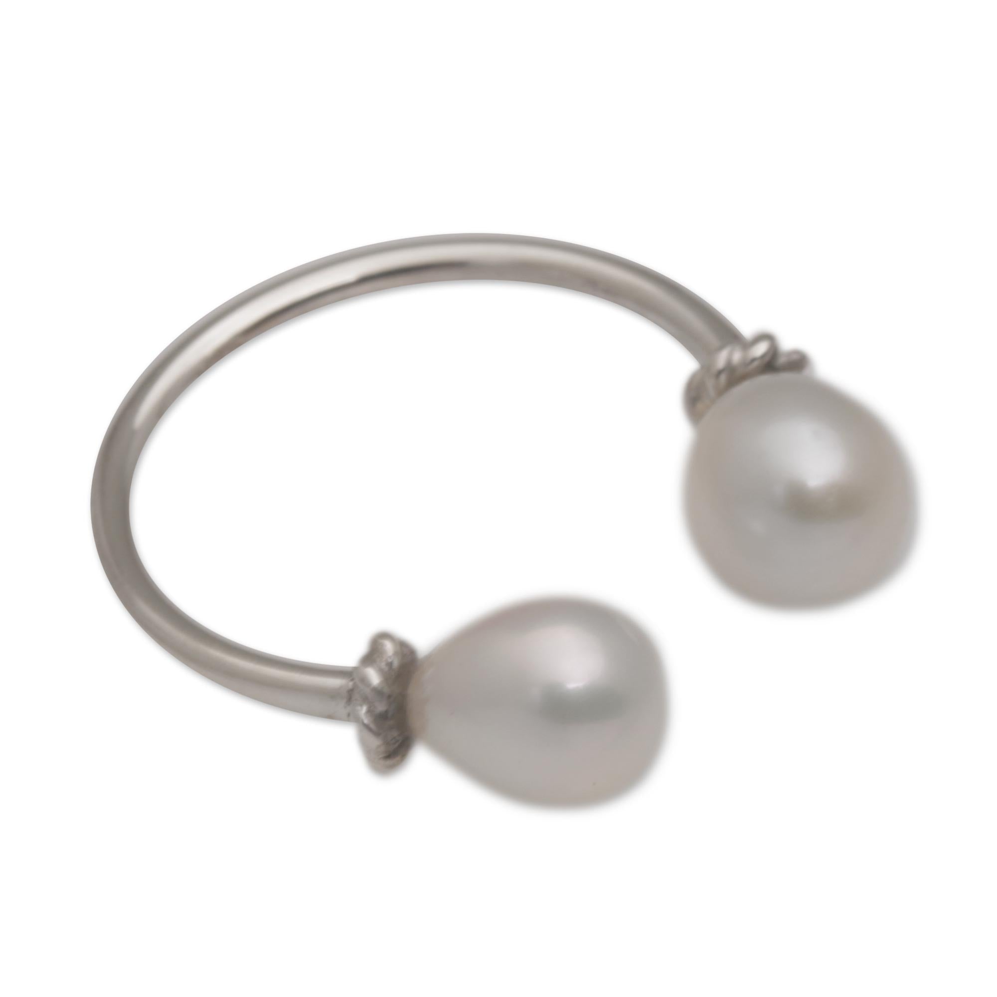 Premium Moonlight's End Sterling Silver & Cultured Pearl Wrap Ring