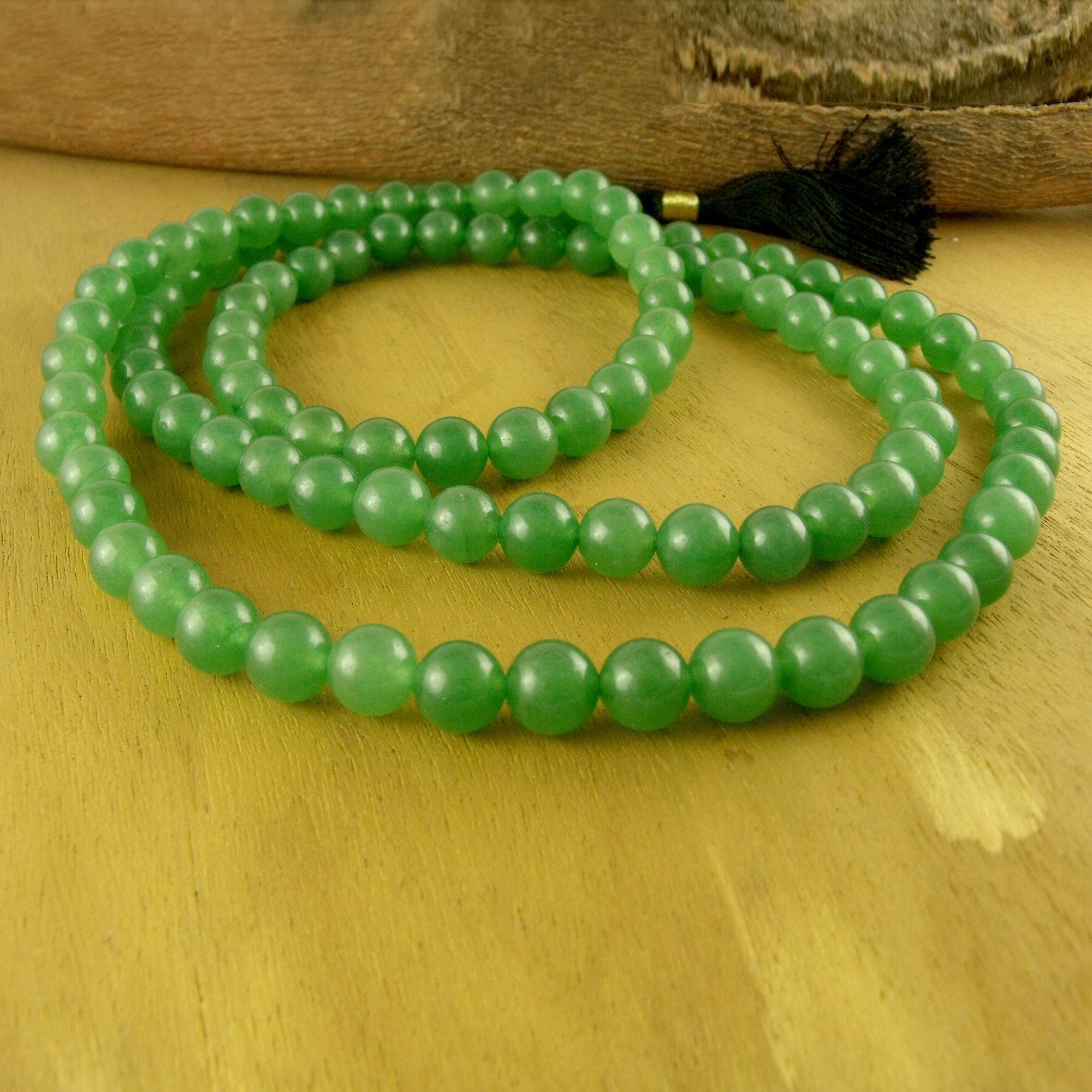 Premium Aventurine Jap Mala Necklace - Handcrafted Prayer Beads for Meditation & Luck