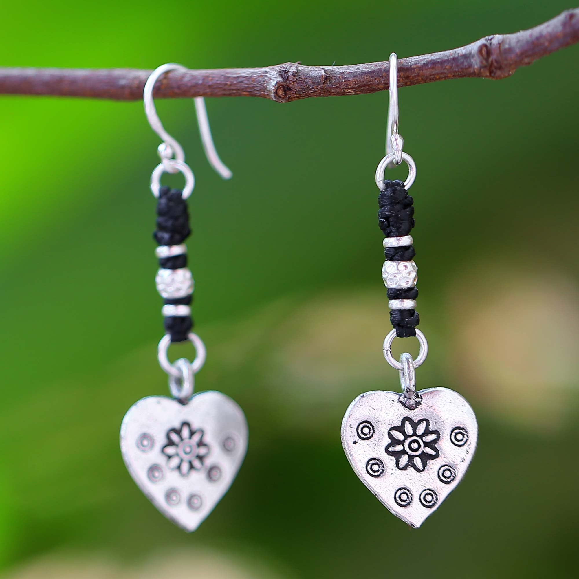 Premium Tribal Hearts Handcrafted Silver Earrings – Ultimate Thai Artistry