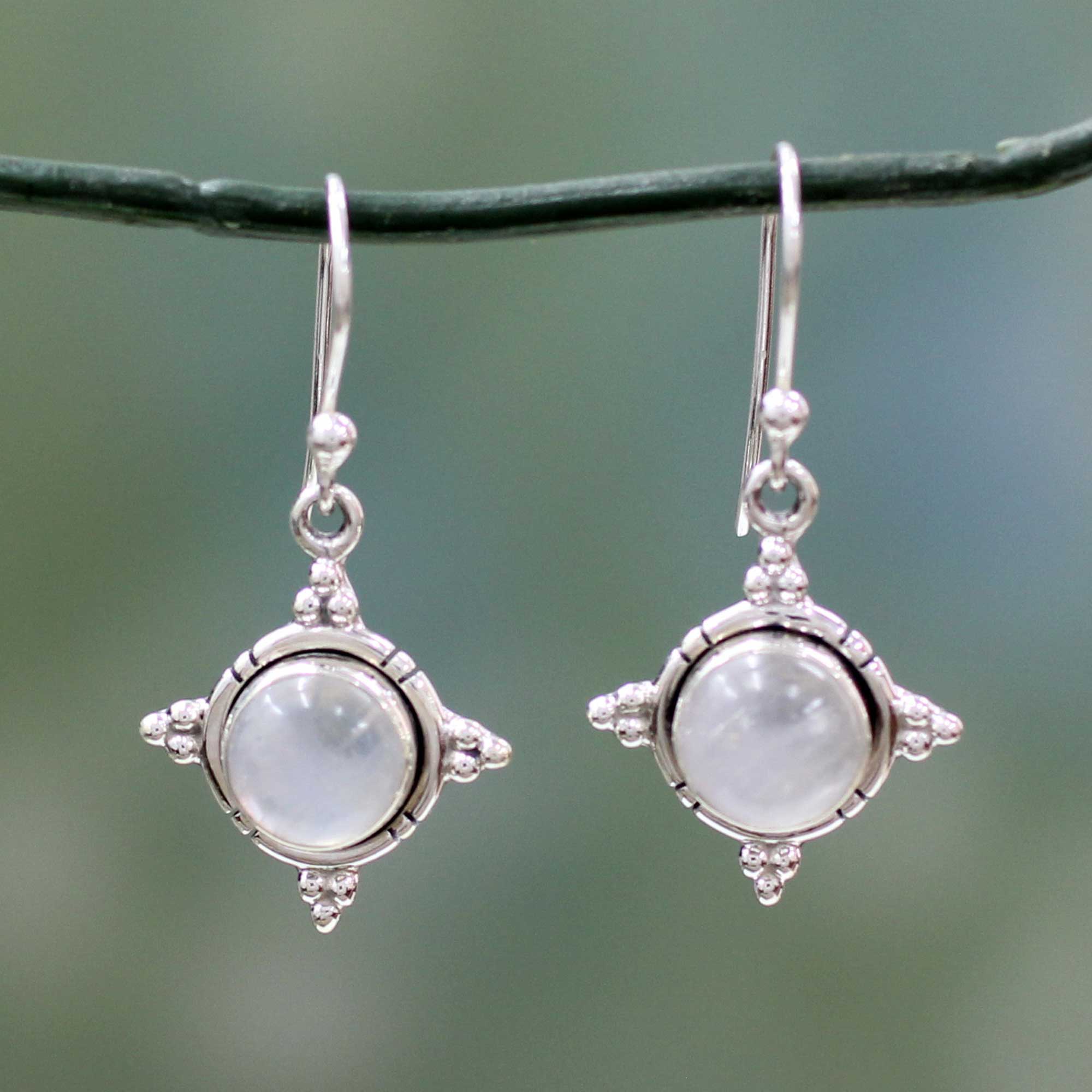 Premium Endless Moonlight Artisan Jewelry - Sterling Silver Rainbow Moonstone Hook Earrings